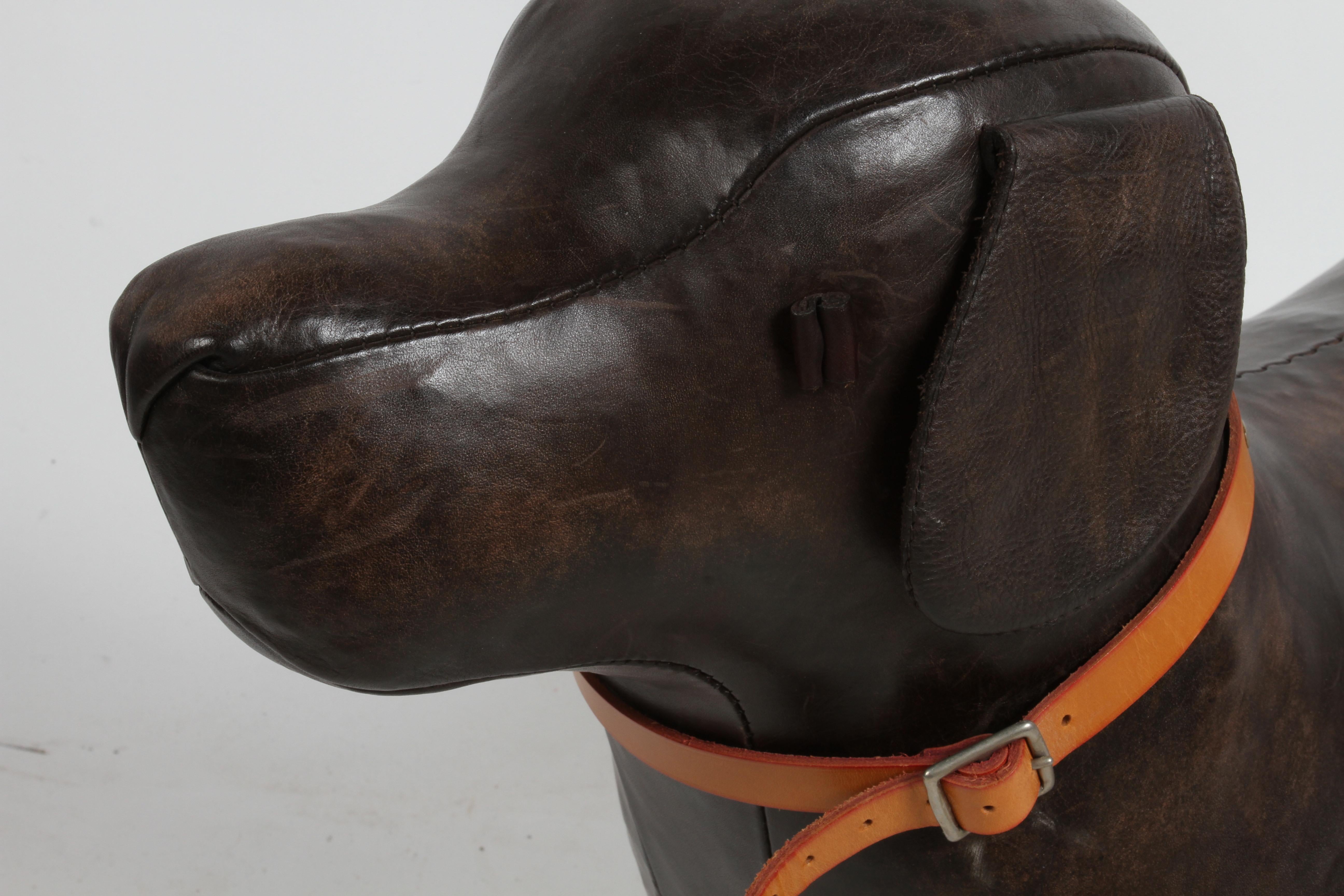 Omersa Dog Lovers Handcrafted Leather Labrador Footstool Ottoman Stud Collar 2