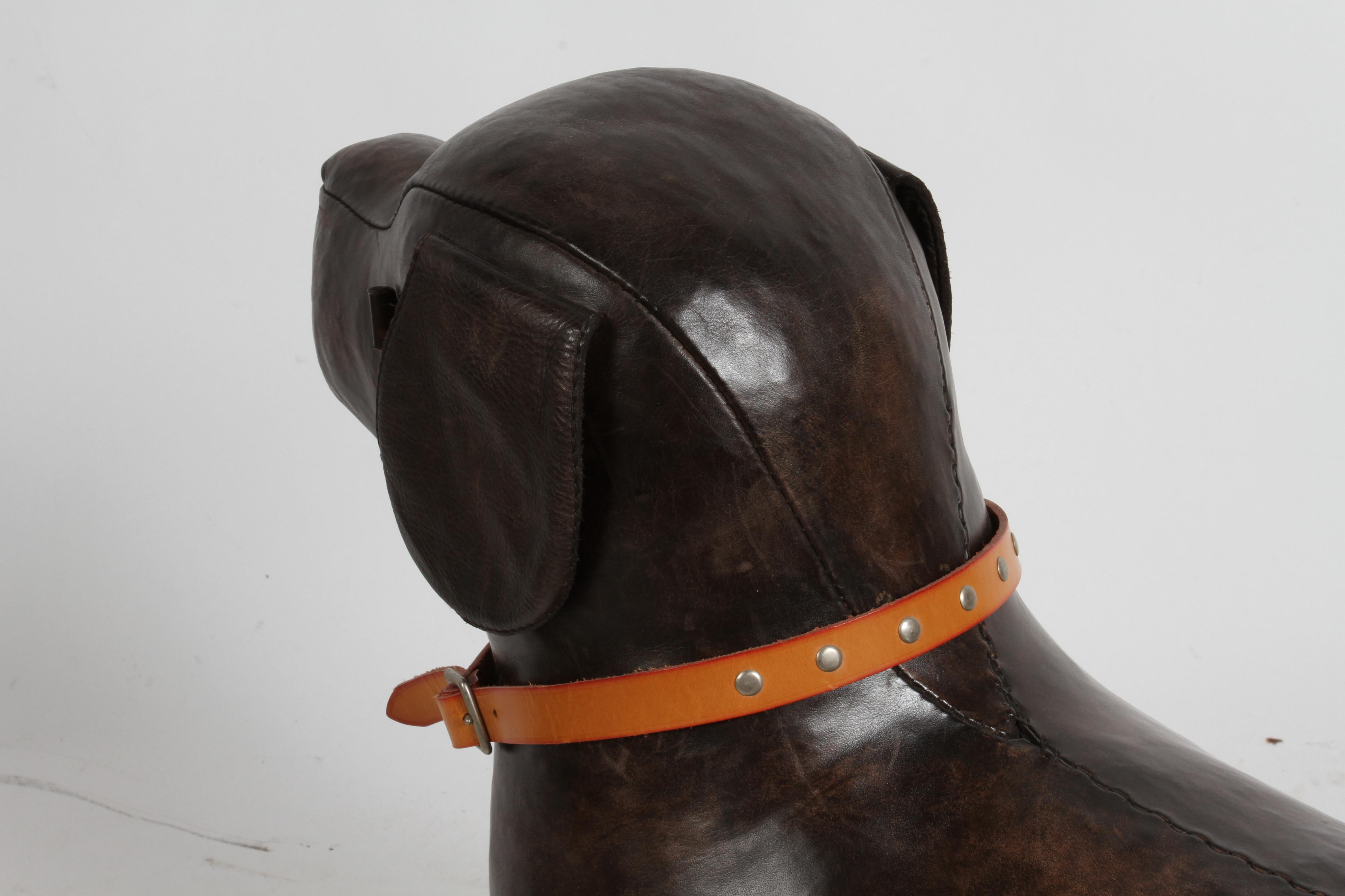 Omersa Dog Lovers Handcrafted Leather Labrador Footstool Ottoman Stud Collar  For Sale 6