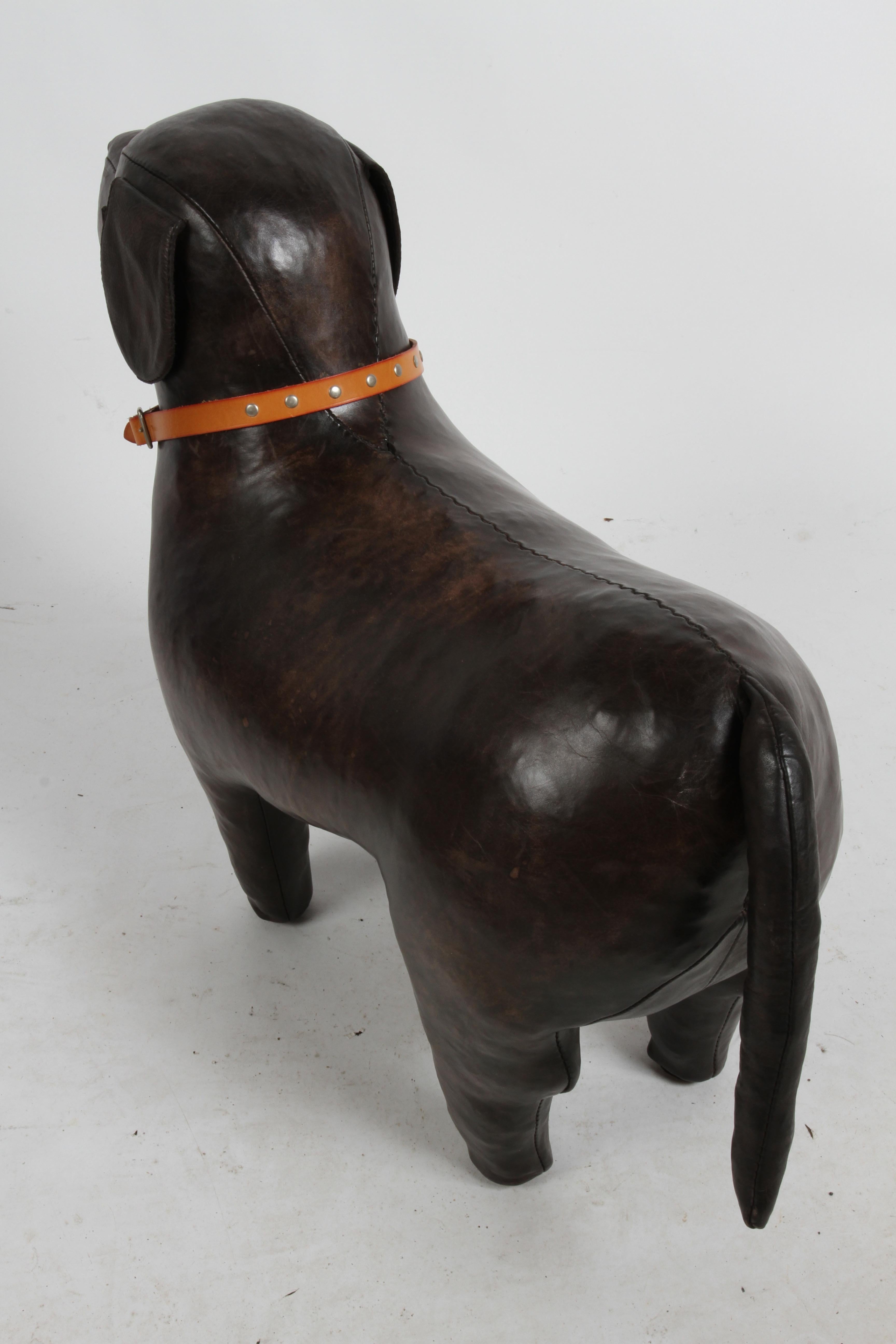Omersa Dog Lovers Handcrafted Leather Labrador Footstool Ottoman Stud Collar  6