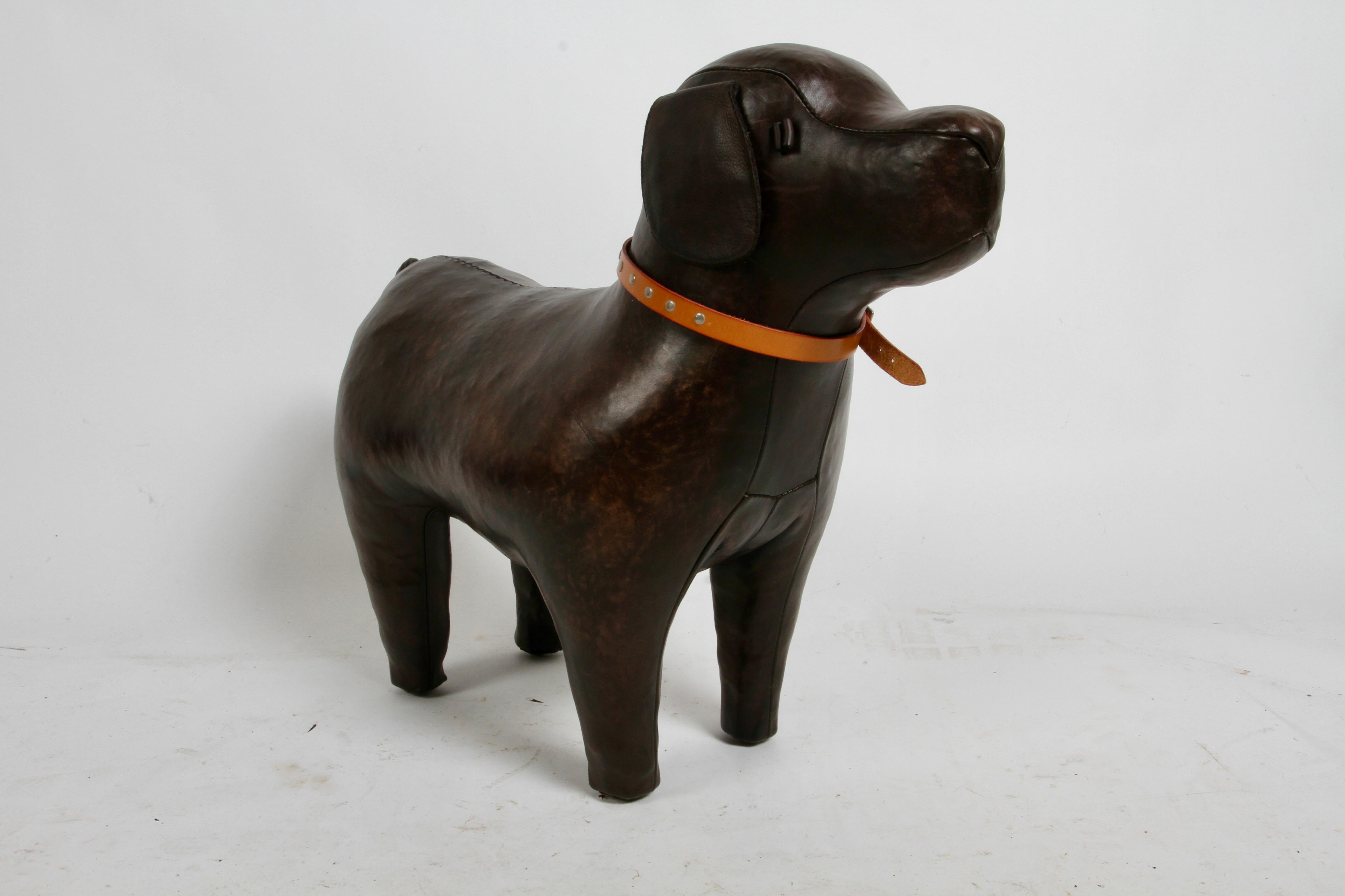 Attention dog lovers , listed is a Labrador footstool or sculpture by Omersa of England in beautiful rick brown leather. I believe this to be a large size , no longer made, now only in medium which is 4