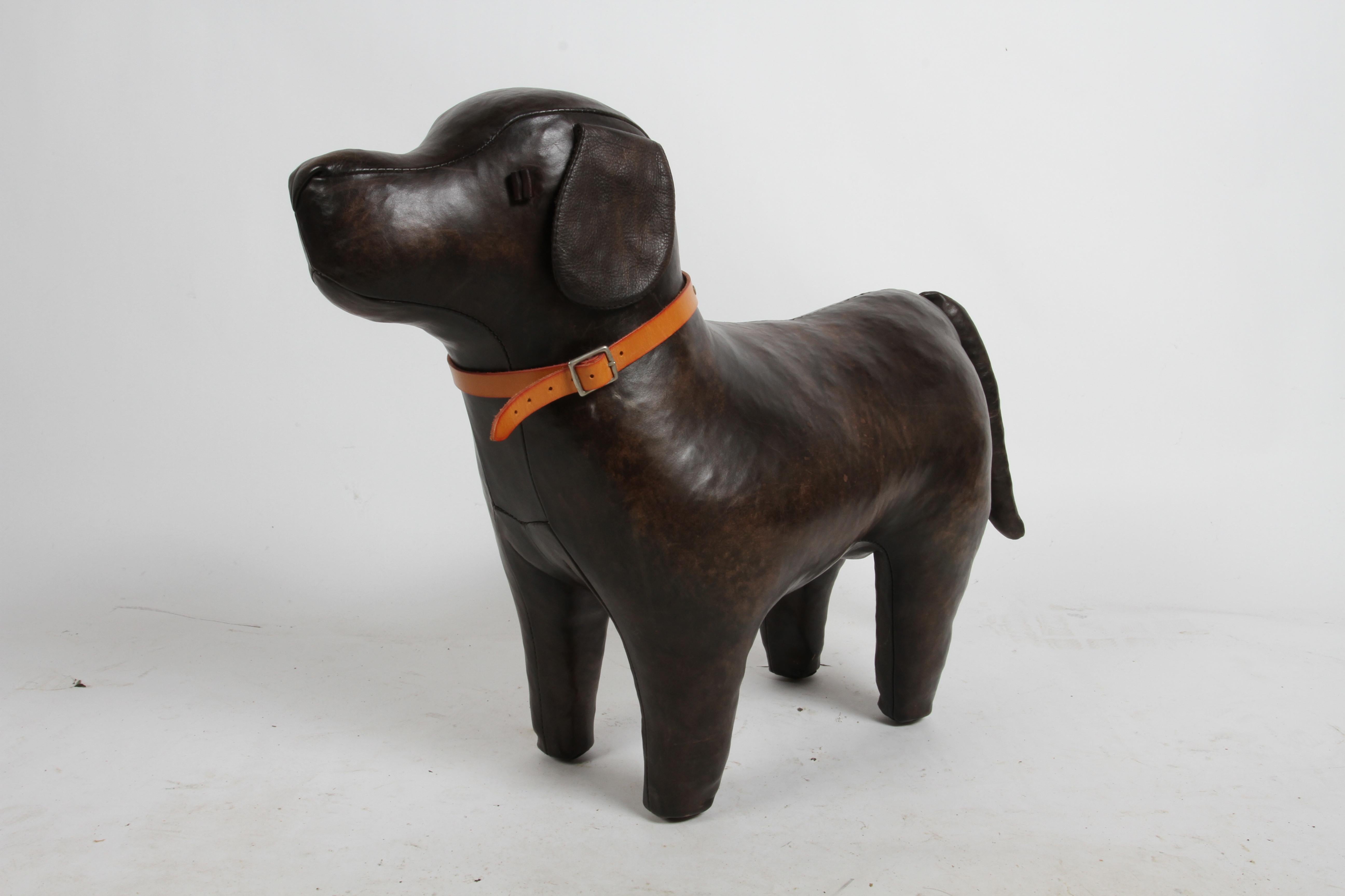 Contemporary Omersa Dog Lovers Handcrafted Leather Labrador Footstool Ottoman Stud Collar