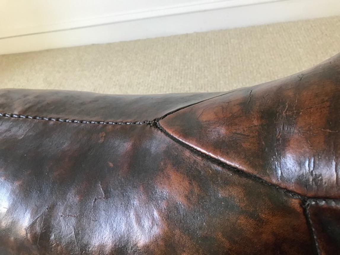 English Omersa Leather Bull Footstool by Abercrombie & Fitch For Sale