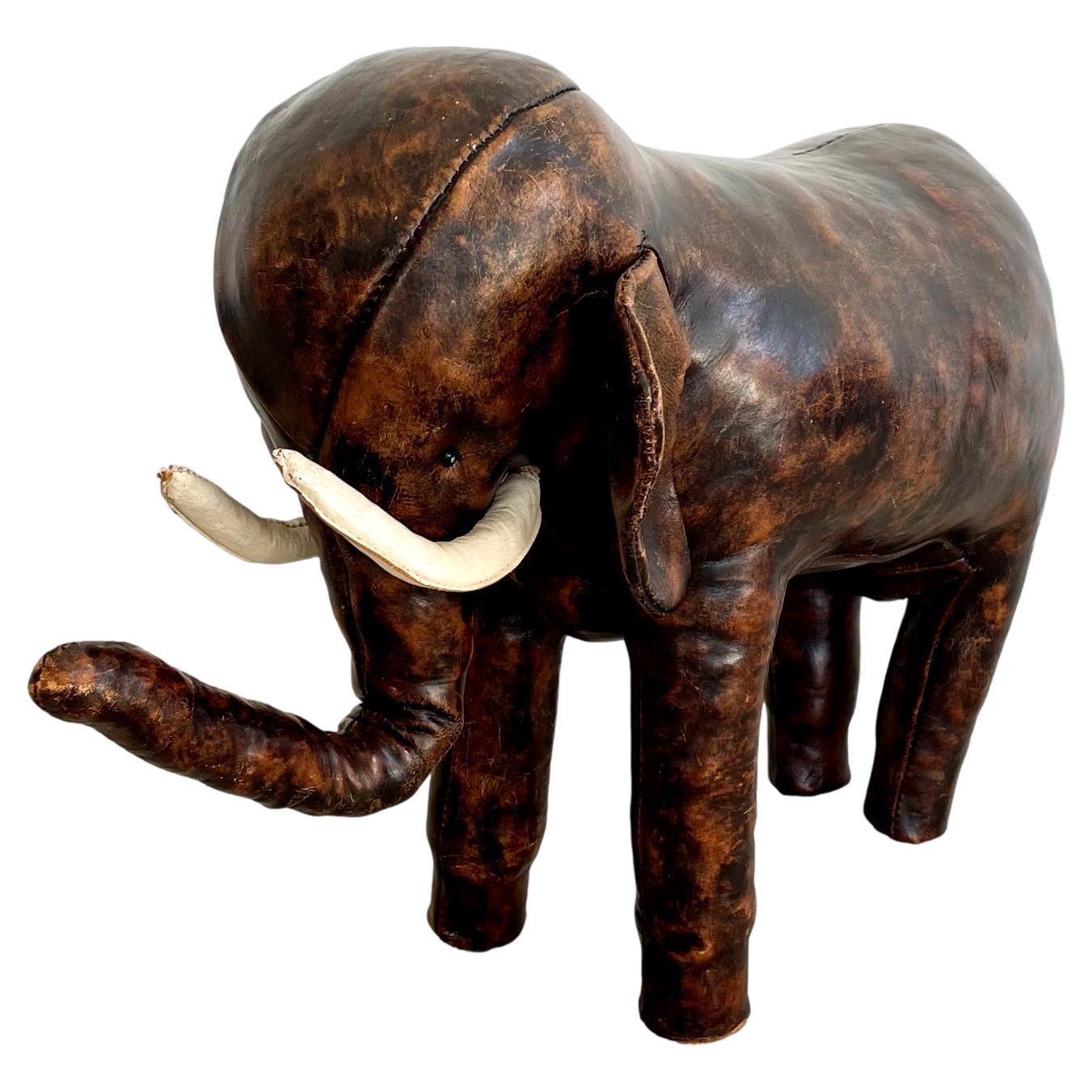 Omersa Leather Elephant Ottoman for Abercrombie & Fitch, 1960s England For Sale