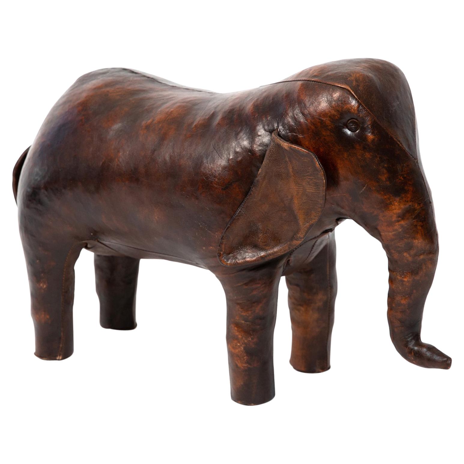 Omersa Leather Elephant Ottoman or Sculpture