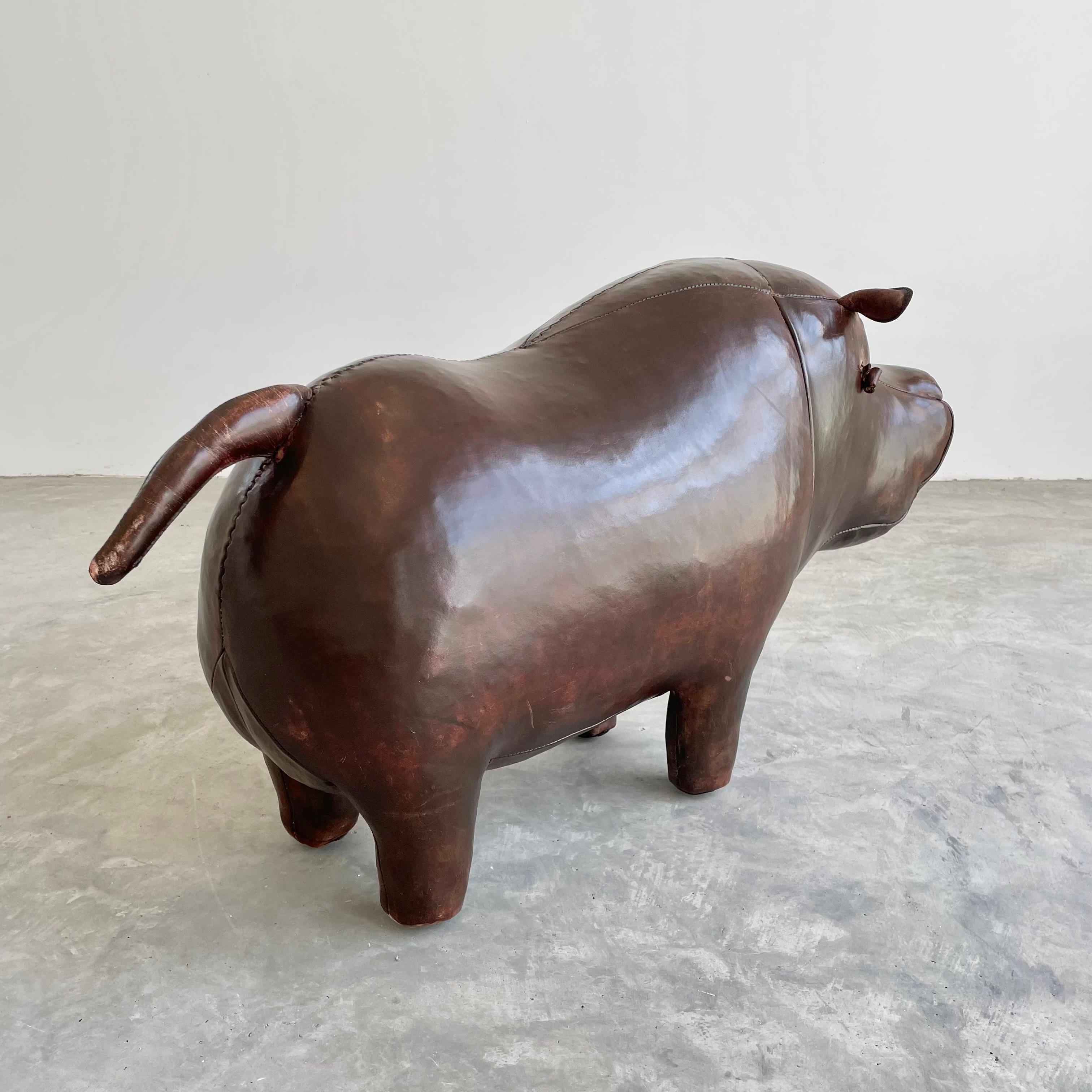 English Omersa Leather Hippopotamus Stool, 1960s England For Sale
