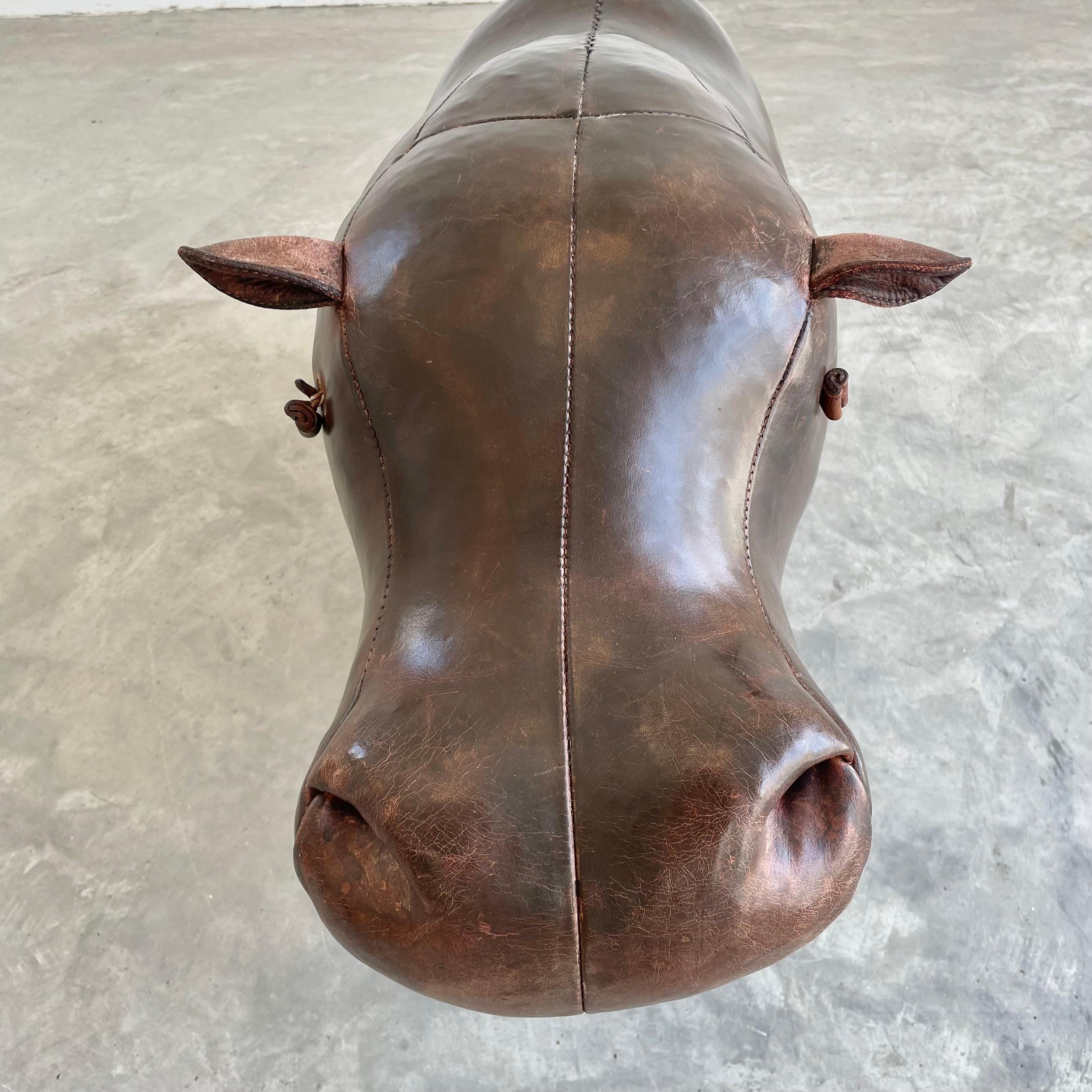 Omersa Leather Hippopotamus Stool, 1960s England In Good Condition For Sale In Los Angeles, CA