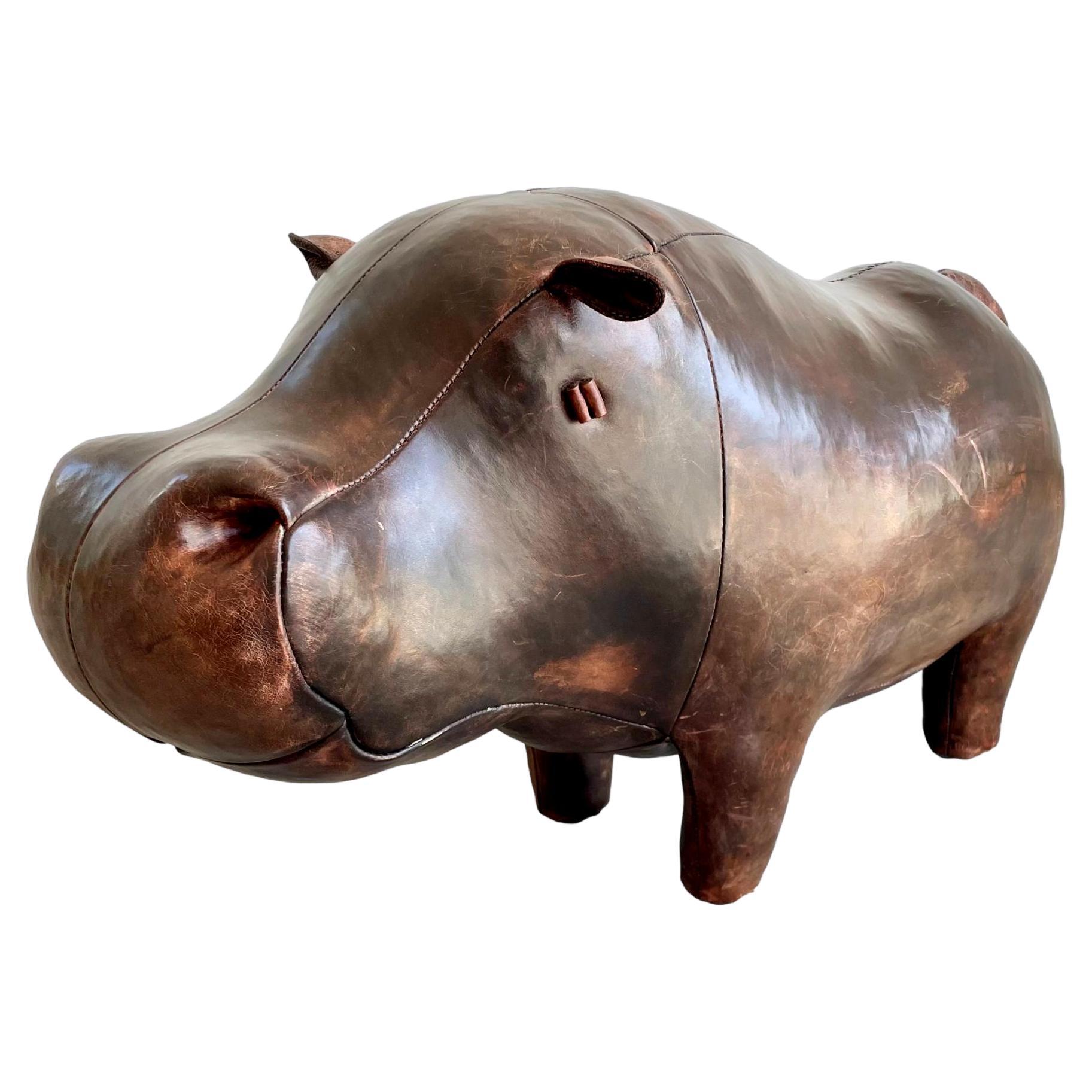 Omersa Leather Hippopotamus Stool, 1960s England For Sale