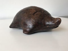 Omersa Leather Paperweight Turtle, 20th Century