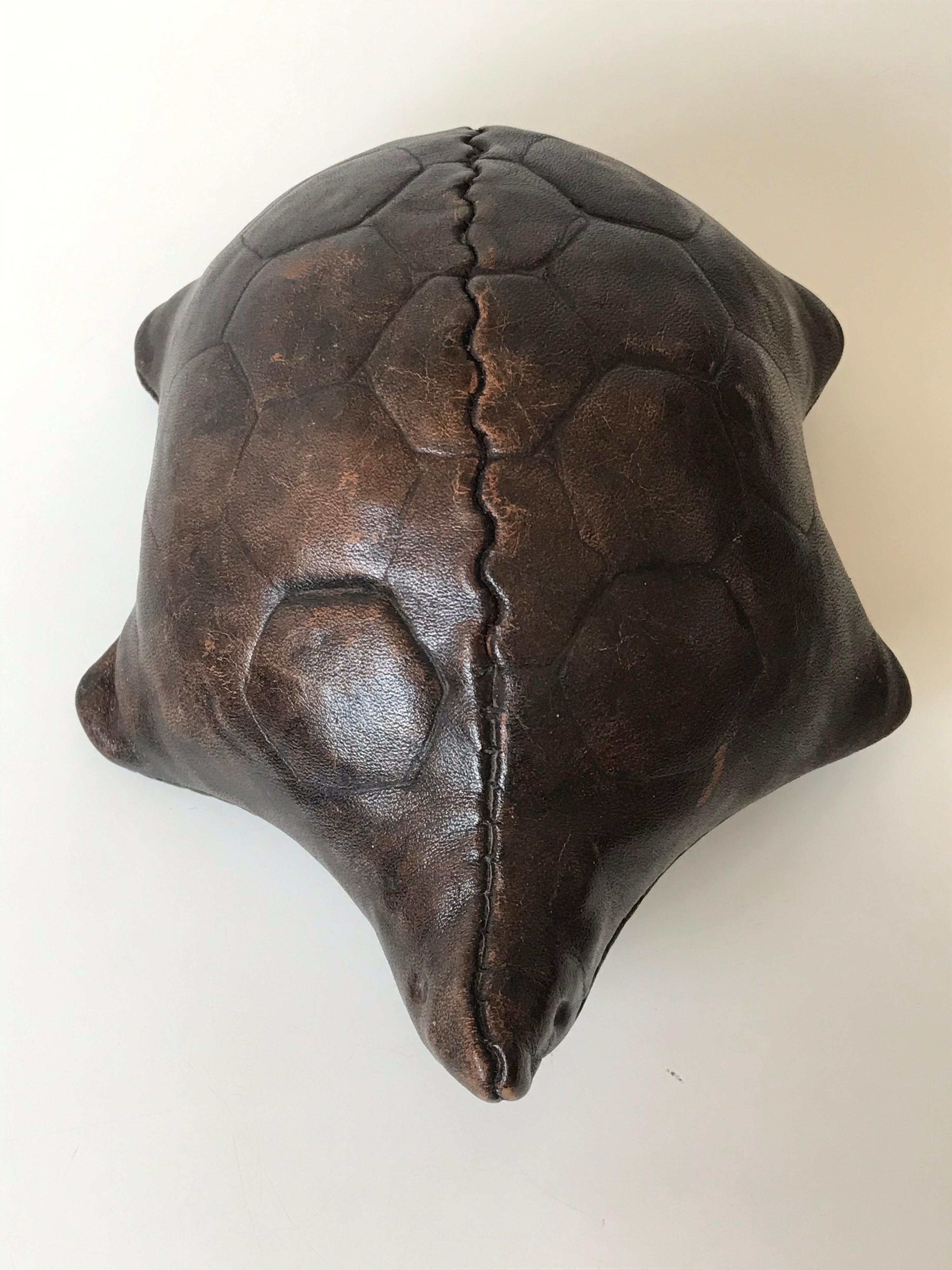 English Omersa Leather Paperweight Turtle, 20th Century