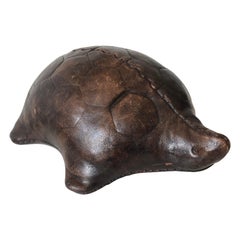 Omersa Leather Paperweight Turtle, 20th Century
