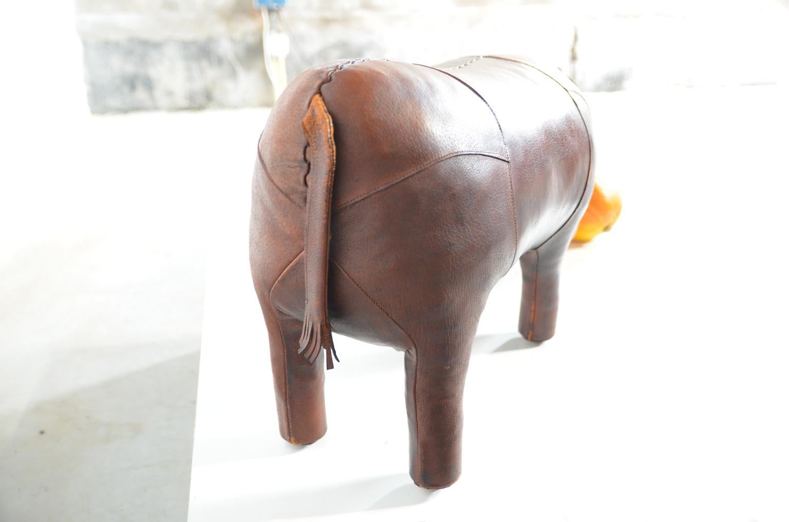 Mid-Century Modern Omersa Leather Rhinoceros Ottoman by Dimitri Omersa