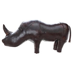 Omersa Made in England Handcrafted Leather Rhino Footstool / Ottoman, Circa 1960