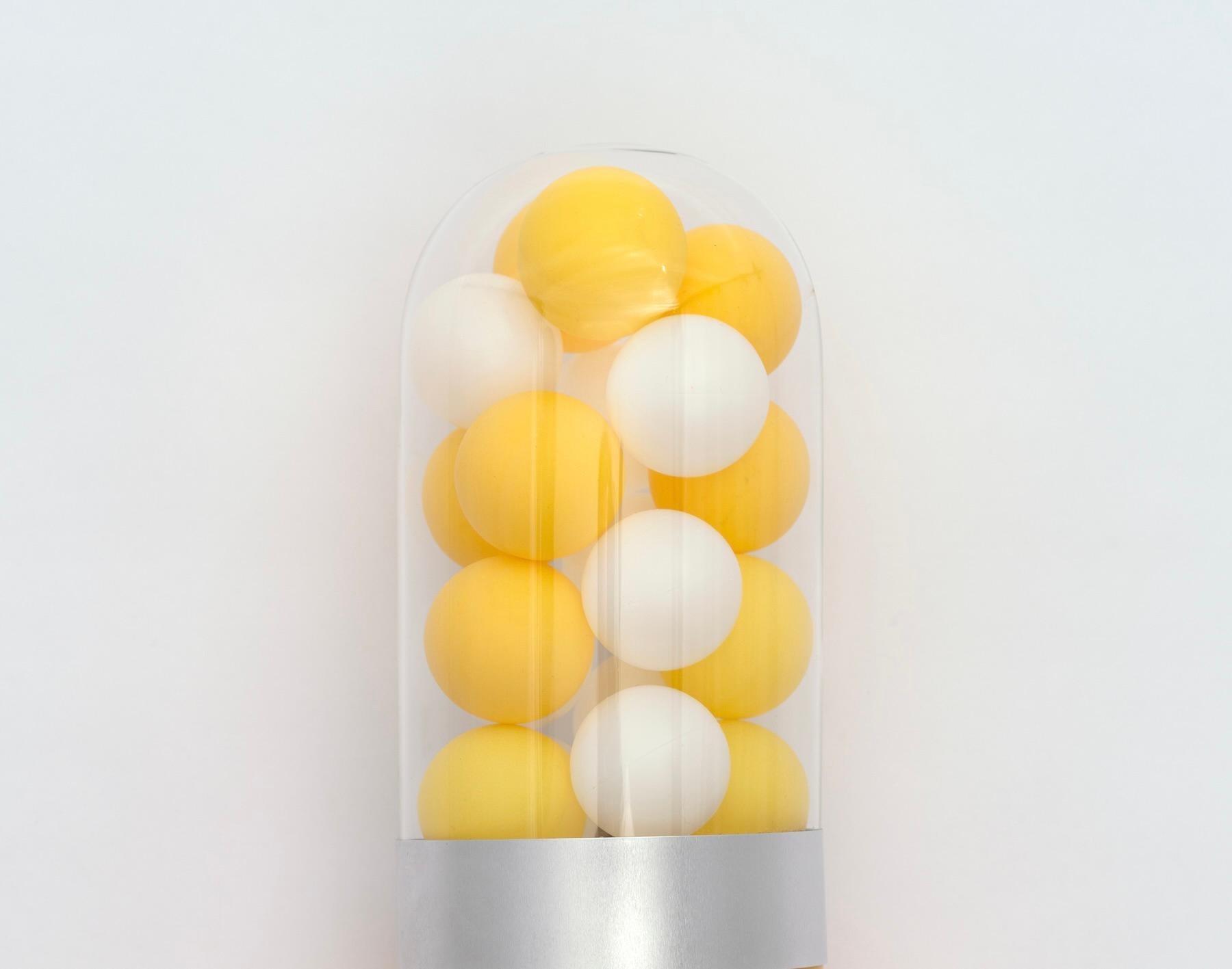 Modern OMG (Oh My God) - Yellow glass pill wall sculpture For Sale