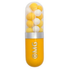 OMG (Oh My God) - Yellow glass pill wall sculpture