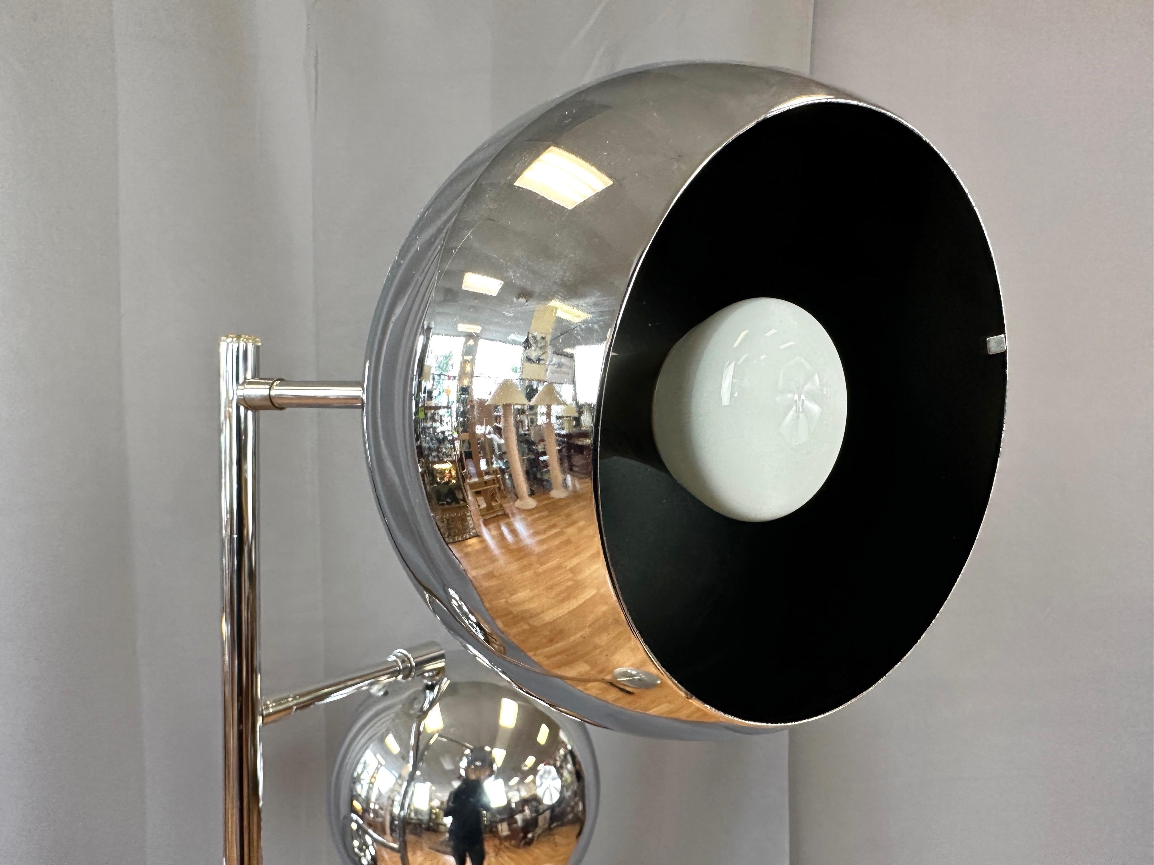 OMI for Koch & Lowy Chrome Orb Three-Light Floor Lamp, Late 1960s 3