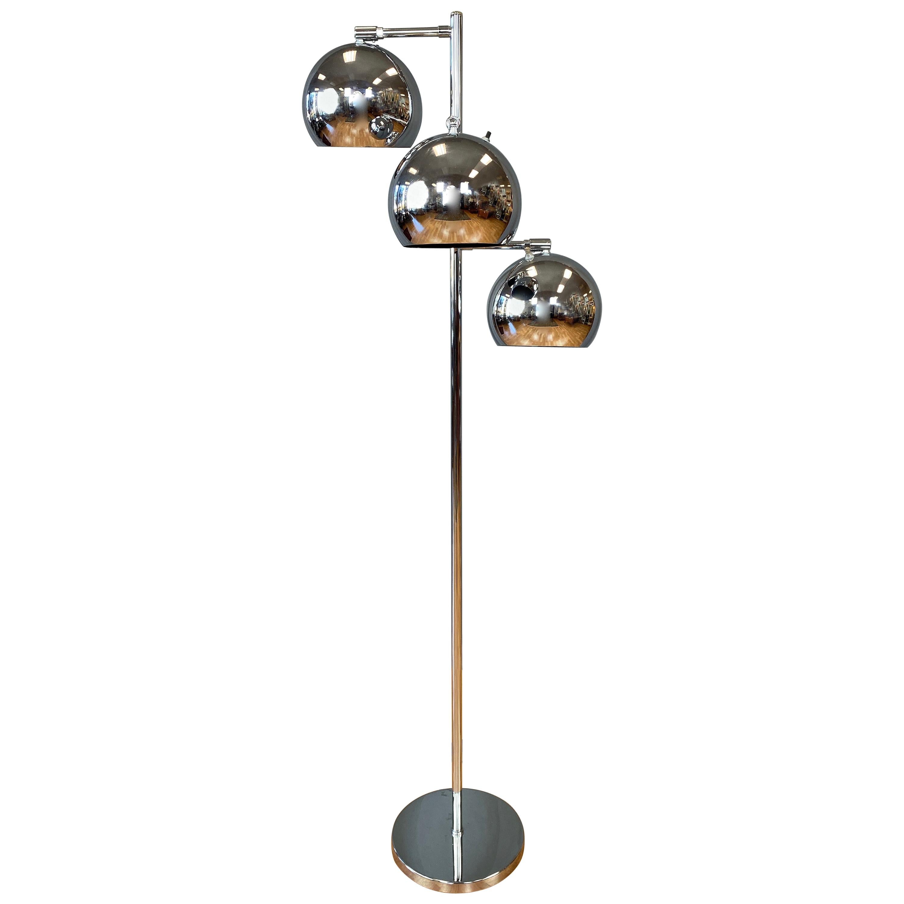 OMI for Koch & Lowy Chrome Orb Three-Light Floor Lamp, Late 1960s