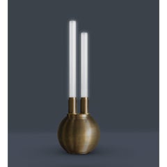 O11 Sculptural Raw Brass and Frozen Glass Floor Lamp by Jan Garncarek