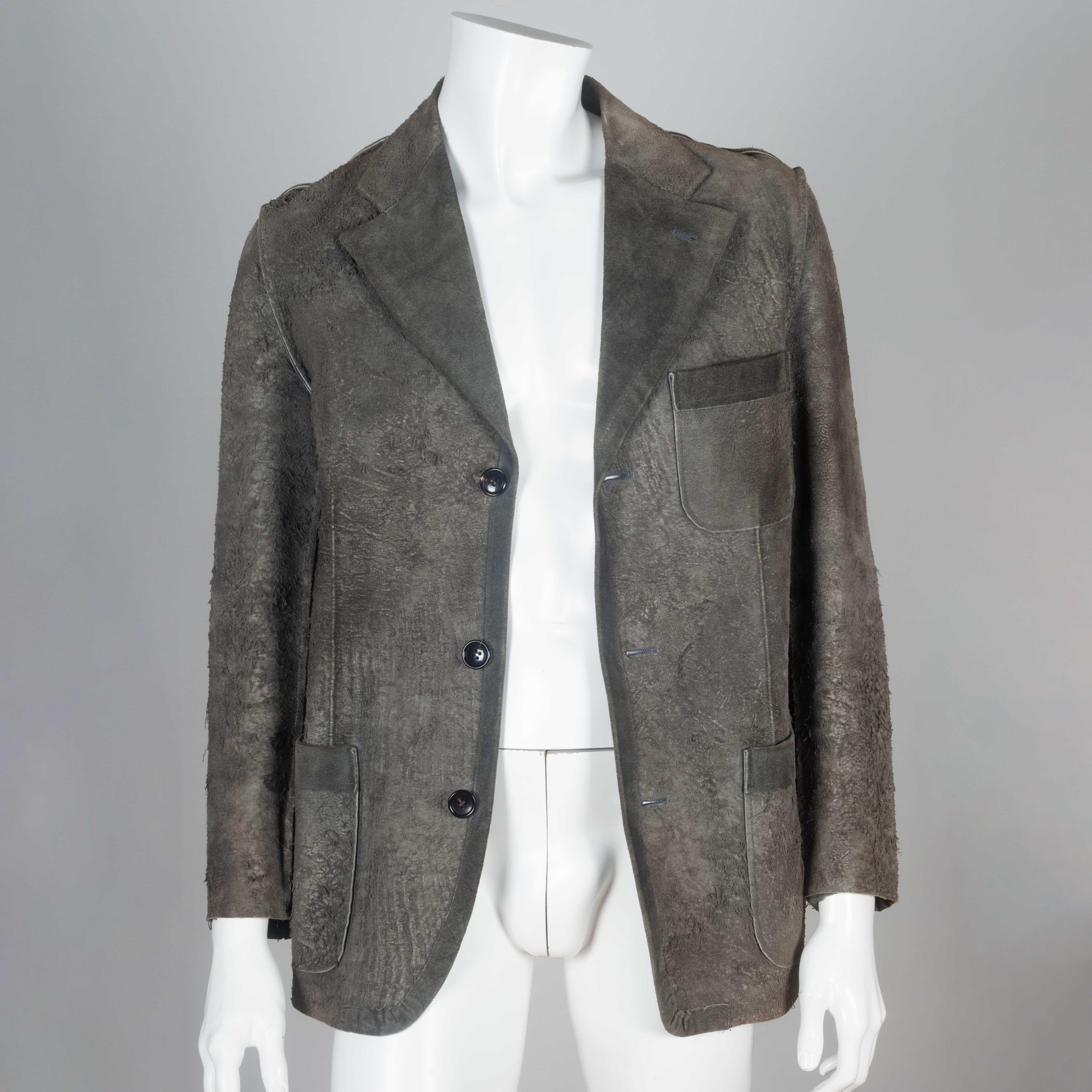Black omme des Garçons Distressed Leather Single-Breasted Jacket, 2002