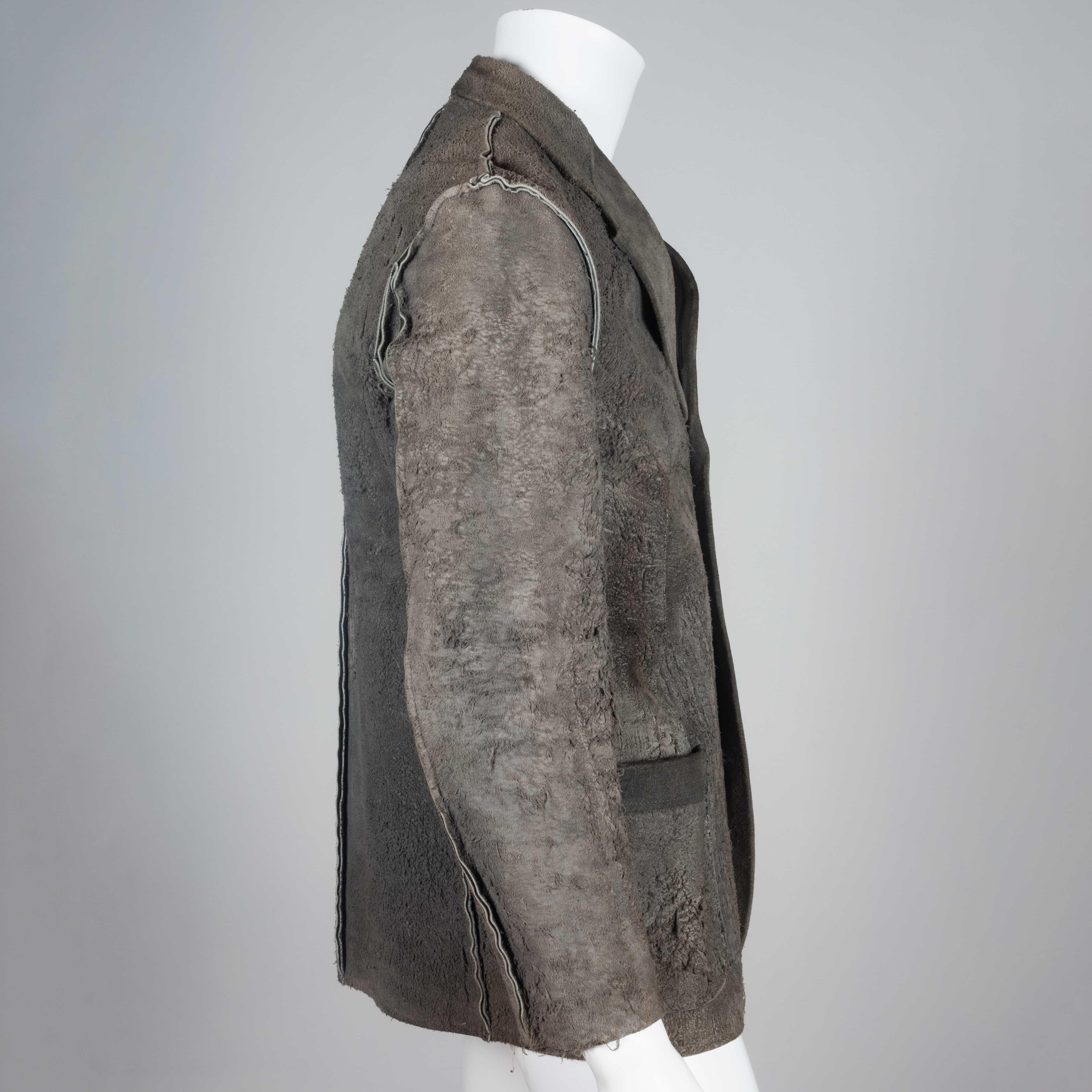 omme des Garçons Distressed Leather Single-Breasted Jacket, 2002 In Good Condition In Chicago, IL