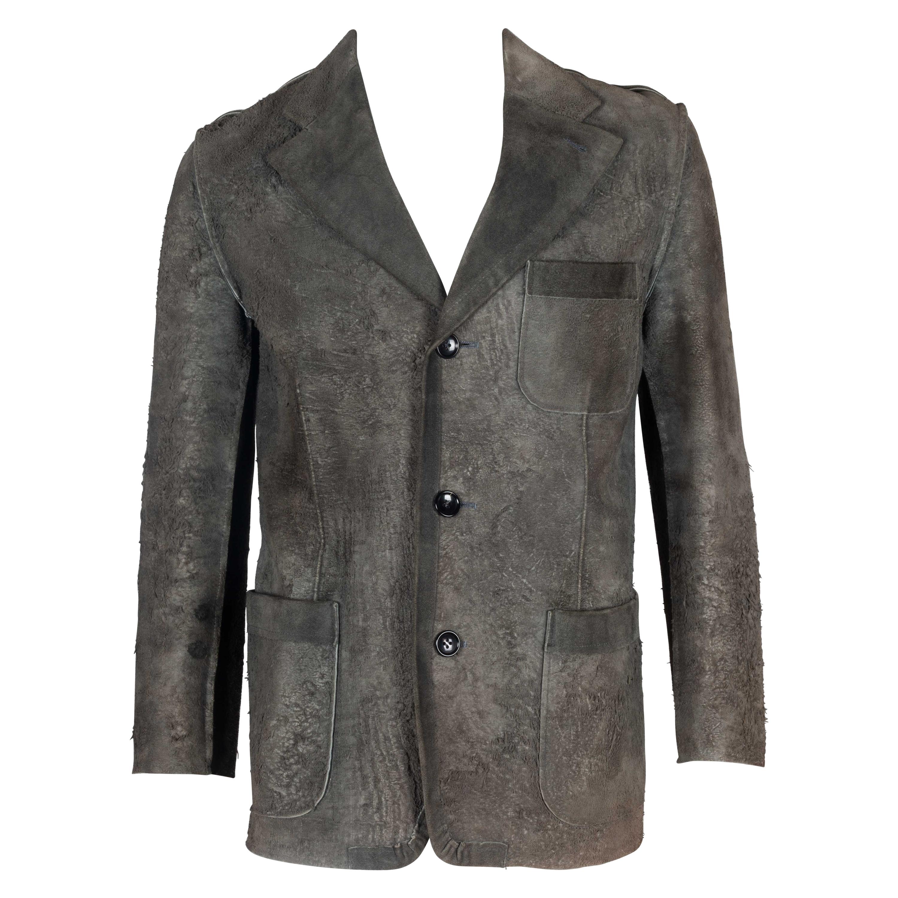omme des Garçons Distressed Leather Single-Breasted Jacket, 2002