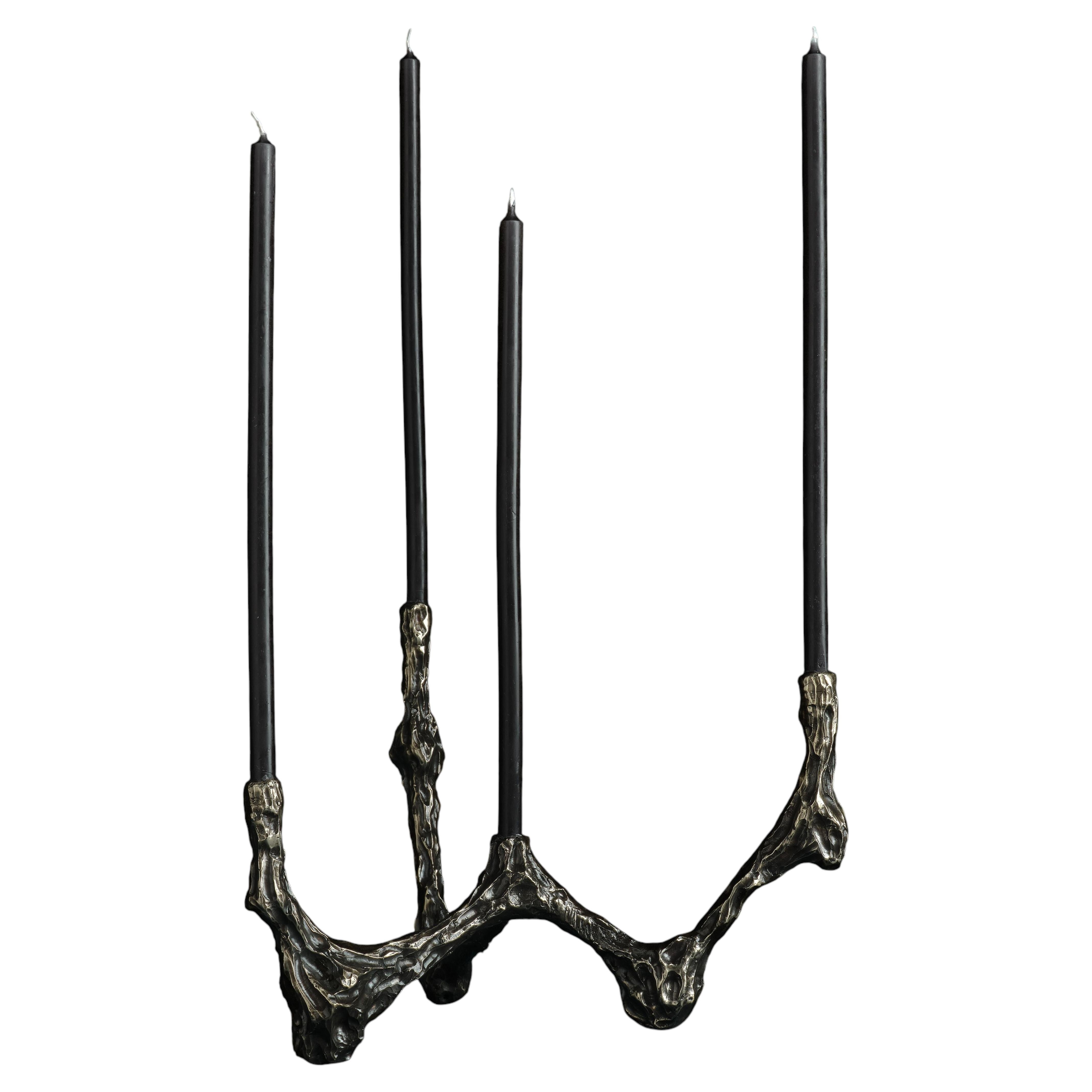 Omnia Vanitas Vanité 22 Candelabra in Patinated Cast Bronze by William Guillon