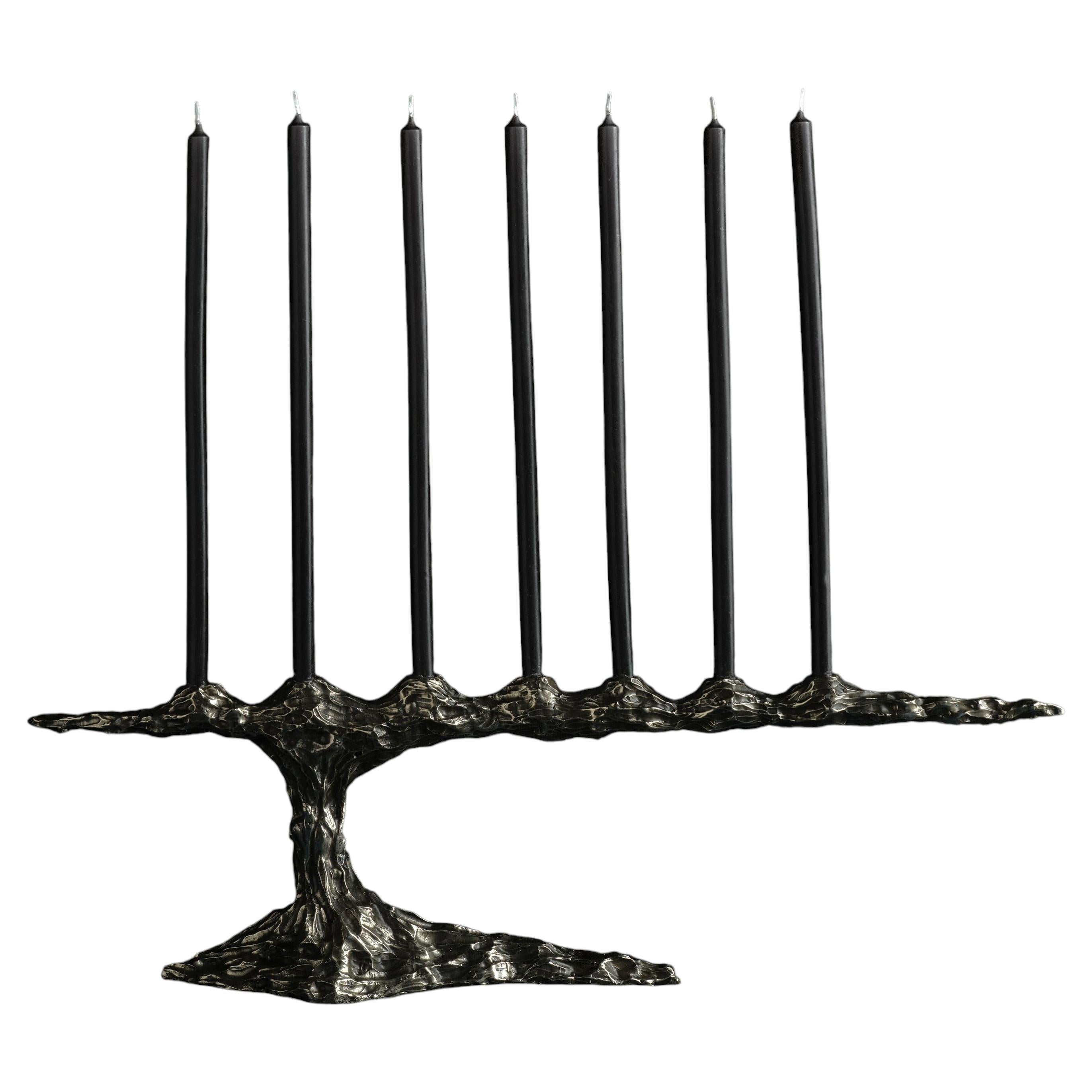 Omnia Vanitas Vanité 28 Candelabra in Patinated Cast Bronze by William Guillon For Sale