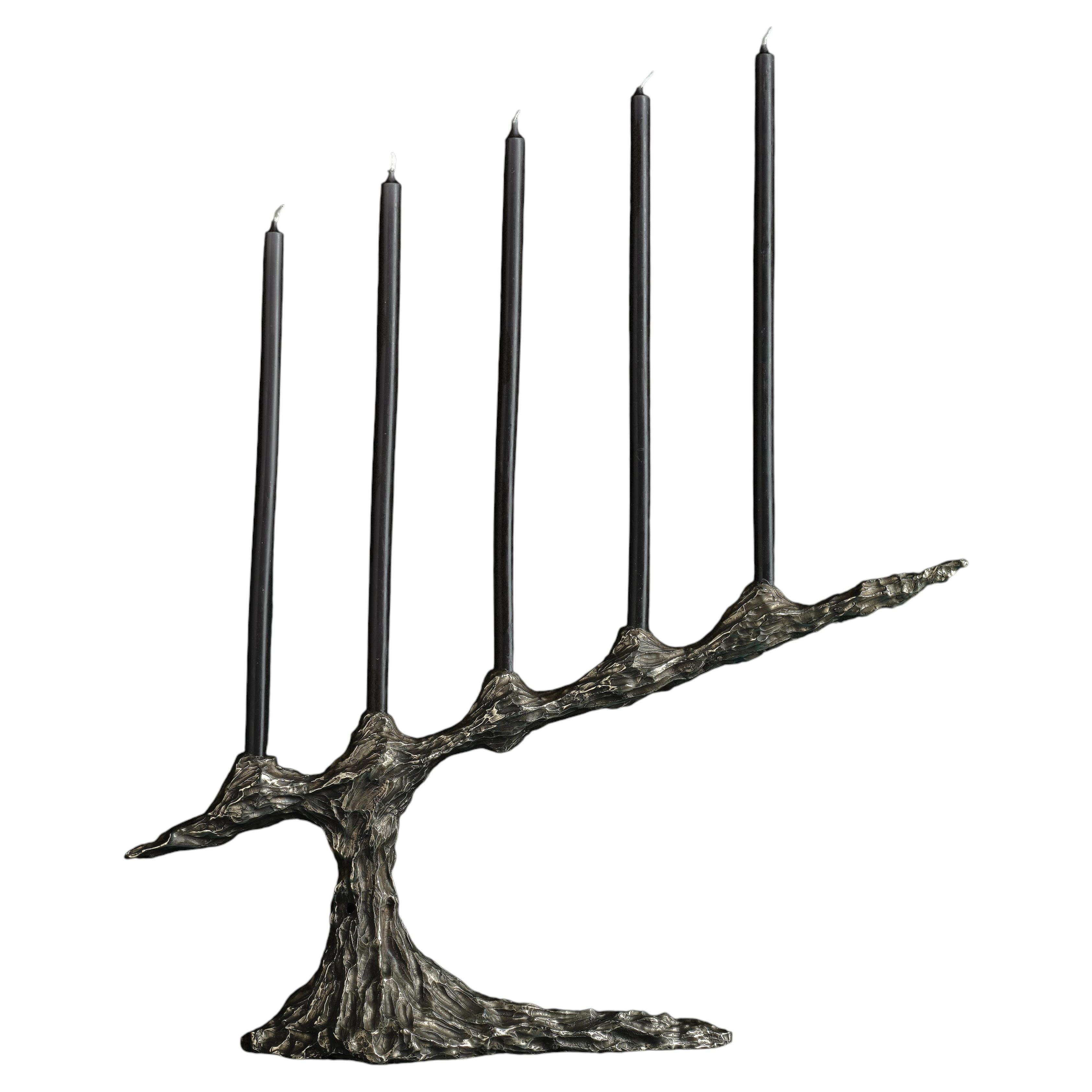 Omnia Vanitas Vanité 9 Candelabra in Patinated Cast Bronze by William Guillon For Sale
