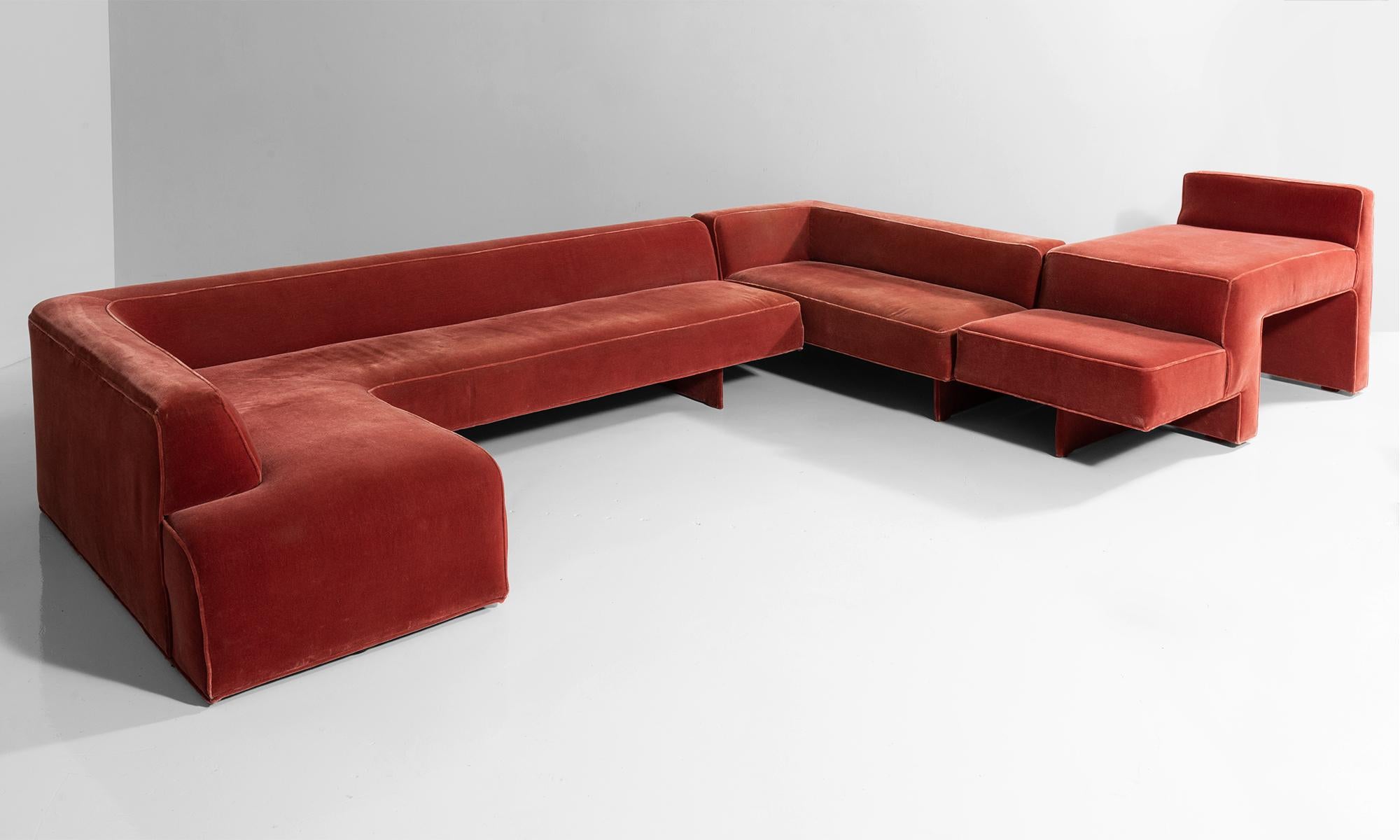 Modular sofa with original velvet upholstery.
 
  