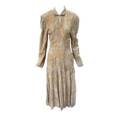 OMO by Norma Kamali Leopard Print Suede Coat Dress, 1980s