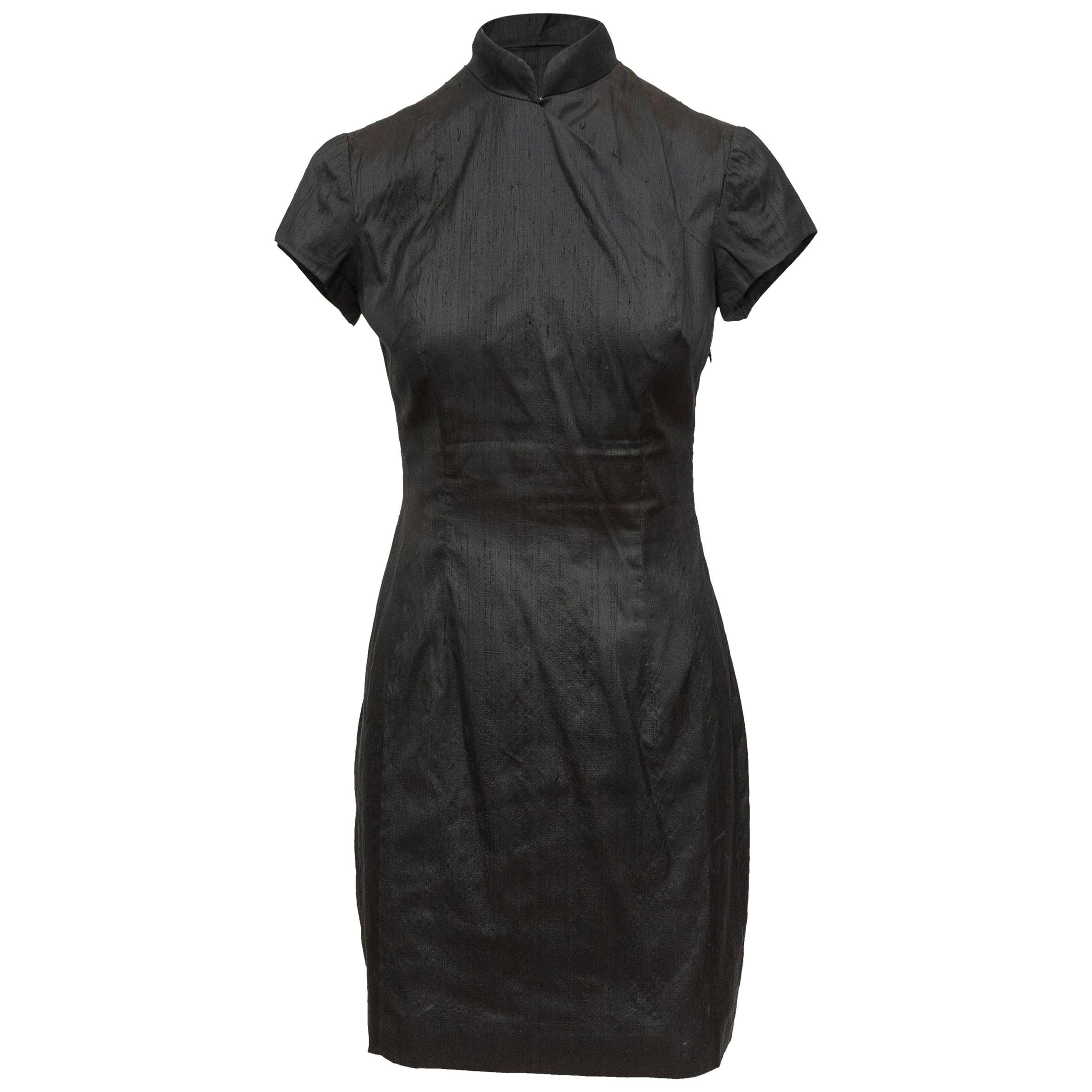 Omo Norma Kamali Black Silk Short Sleeve Dress