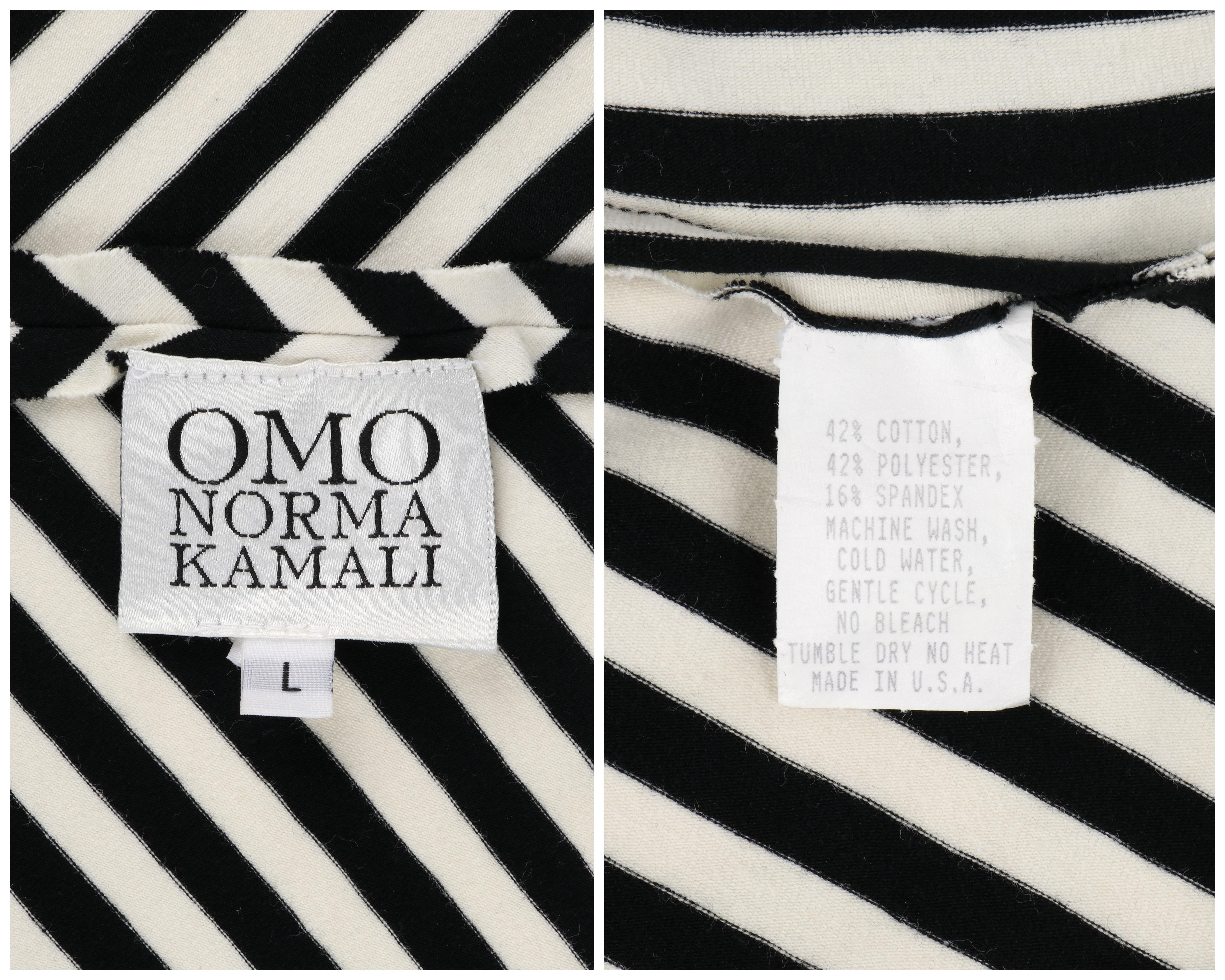 OMO NORMA KAMALI c.1980s Black White Striped Cropped Long Sleeve Top For Sale 3