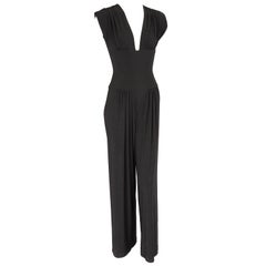 OMO Norma Kamali Tief ausgeschnittener schwarzer Jumpsuit