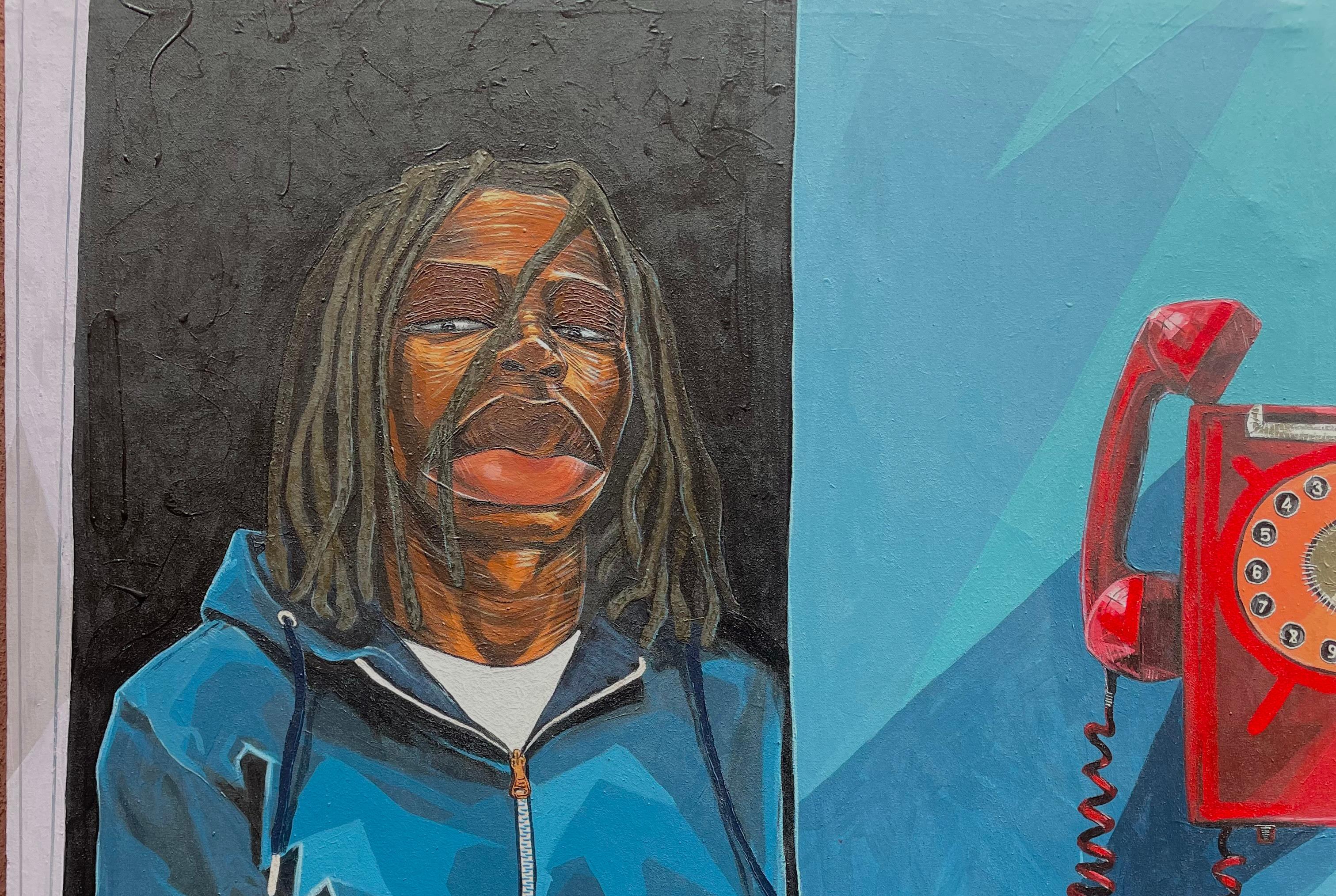 Somebody Call Me - 21st Century, Contemporary, Figurative, Expressionism, Africa - Painting by Omoayo George Osoba