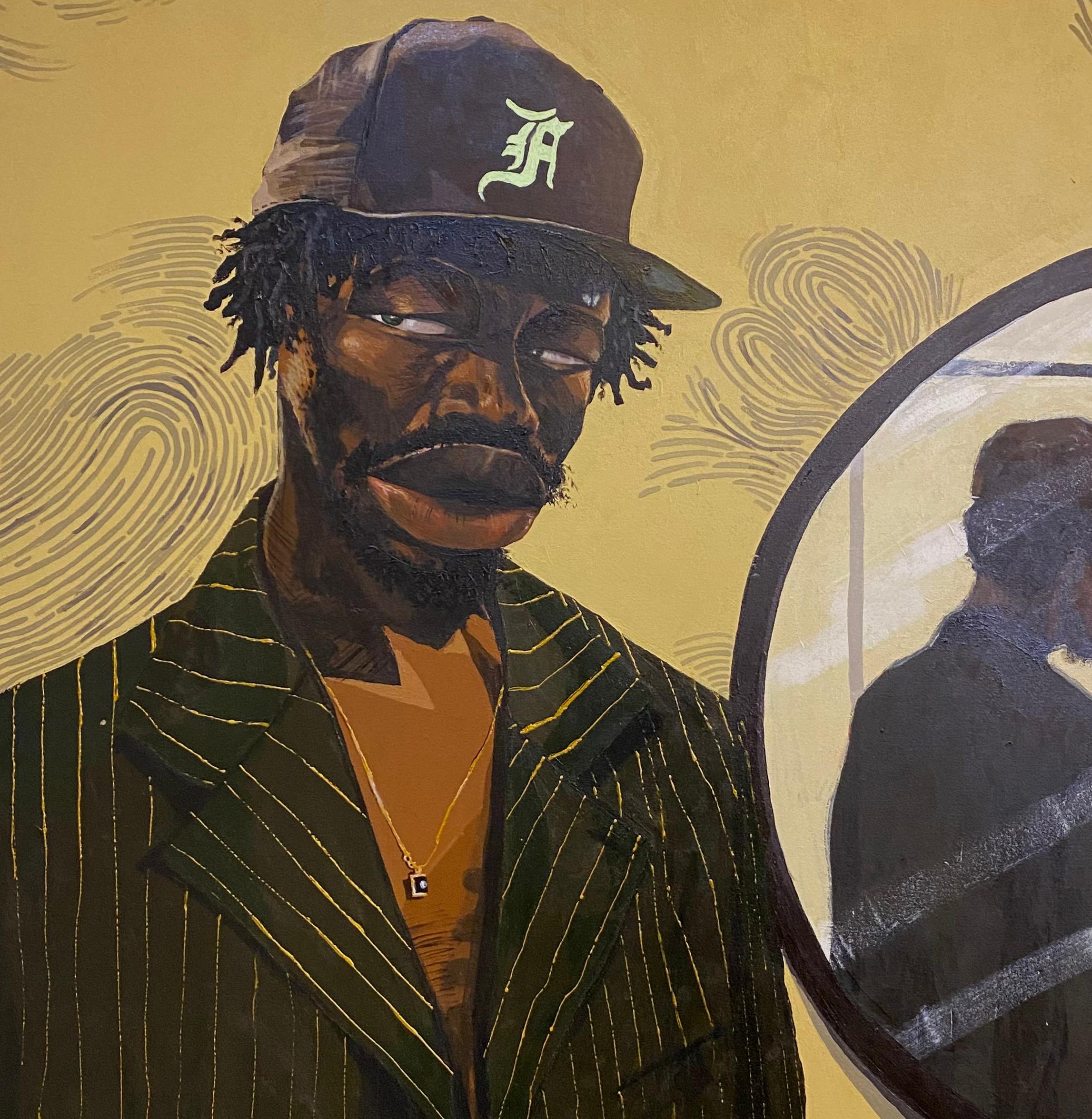 Transparent Than My Reflection - Black Portrait Painting by Omoayo George Osoba