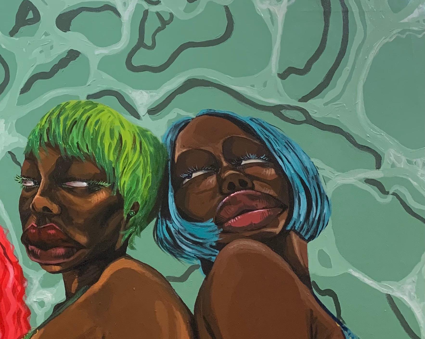 We've Got The Phunk 3 -21st Century, Contemporary, Figurative, Neo-Expressionism - Expressionist Painting by Omoayo George Osoba