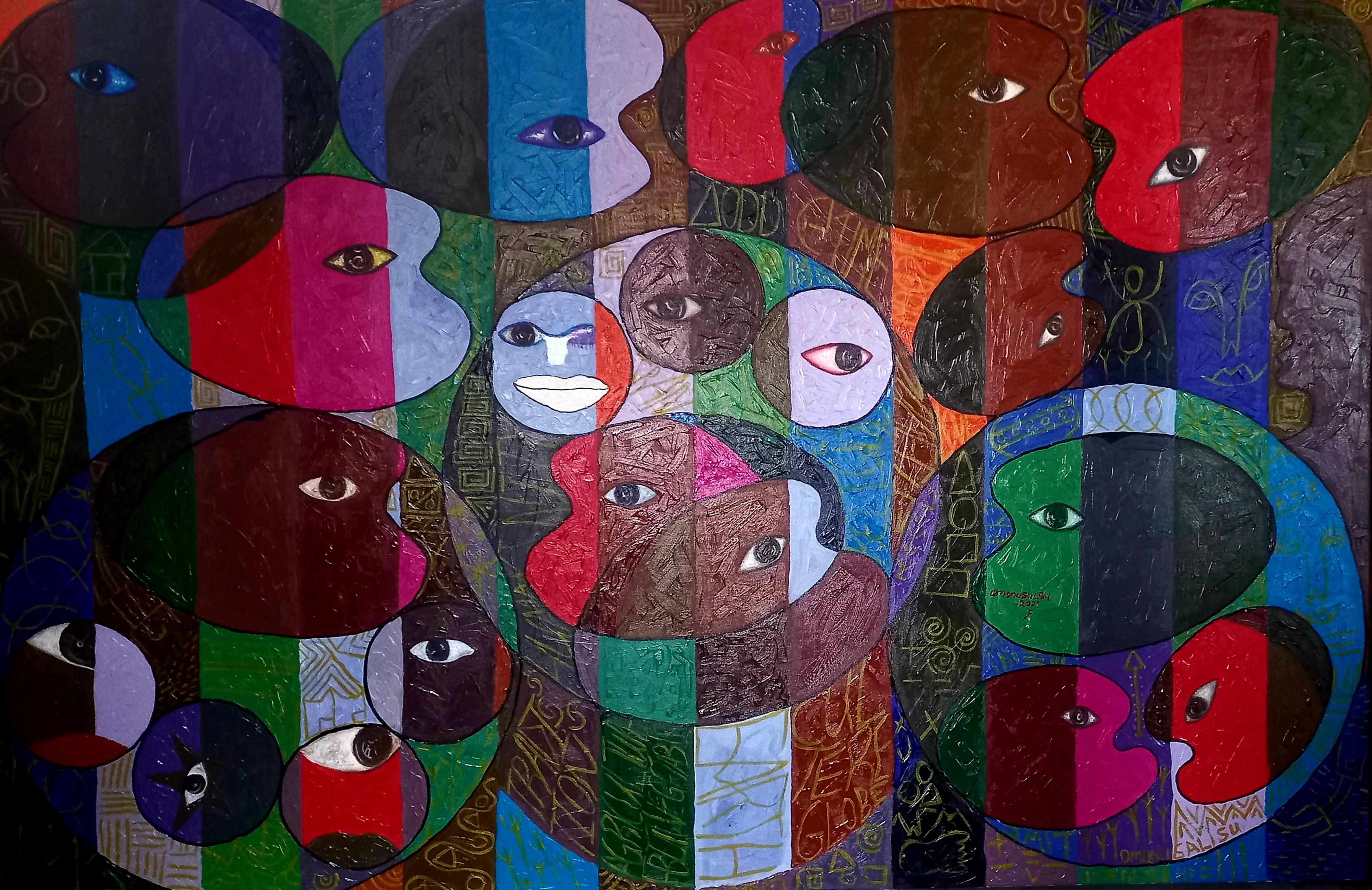 Pallette Heads 2 -21° secolo, Contemporaneo, Pittura astratta, Acrilico, Persone