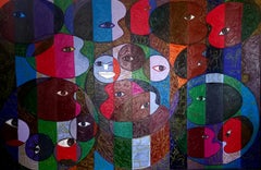 Pallette Heads 2 -21° secolo, Contemporaneo, Pittura astratta, Acrilico, Persone