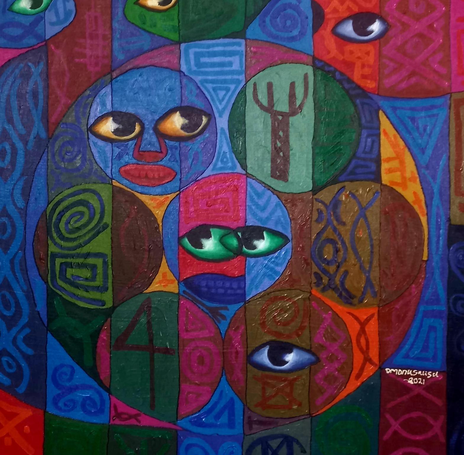 Pallette Heads 1 -21° secolo, Contemporaneo, Pittura astratta, Acrilico, Persone in vendita 1