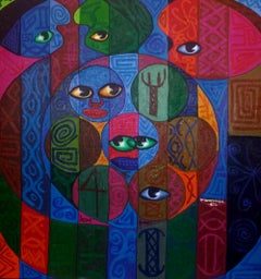 Pallette Heads 1 -21° secolo, Contemporaneo, Pittura astratta, Acrilico, Persone