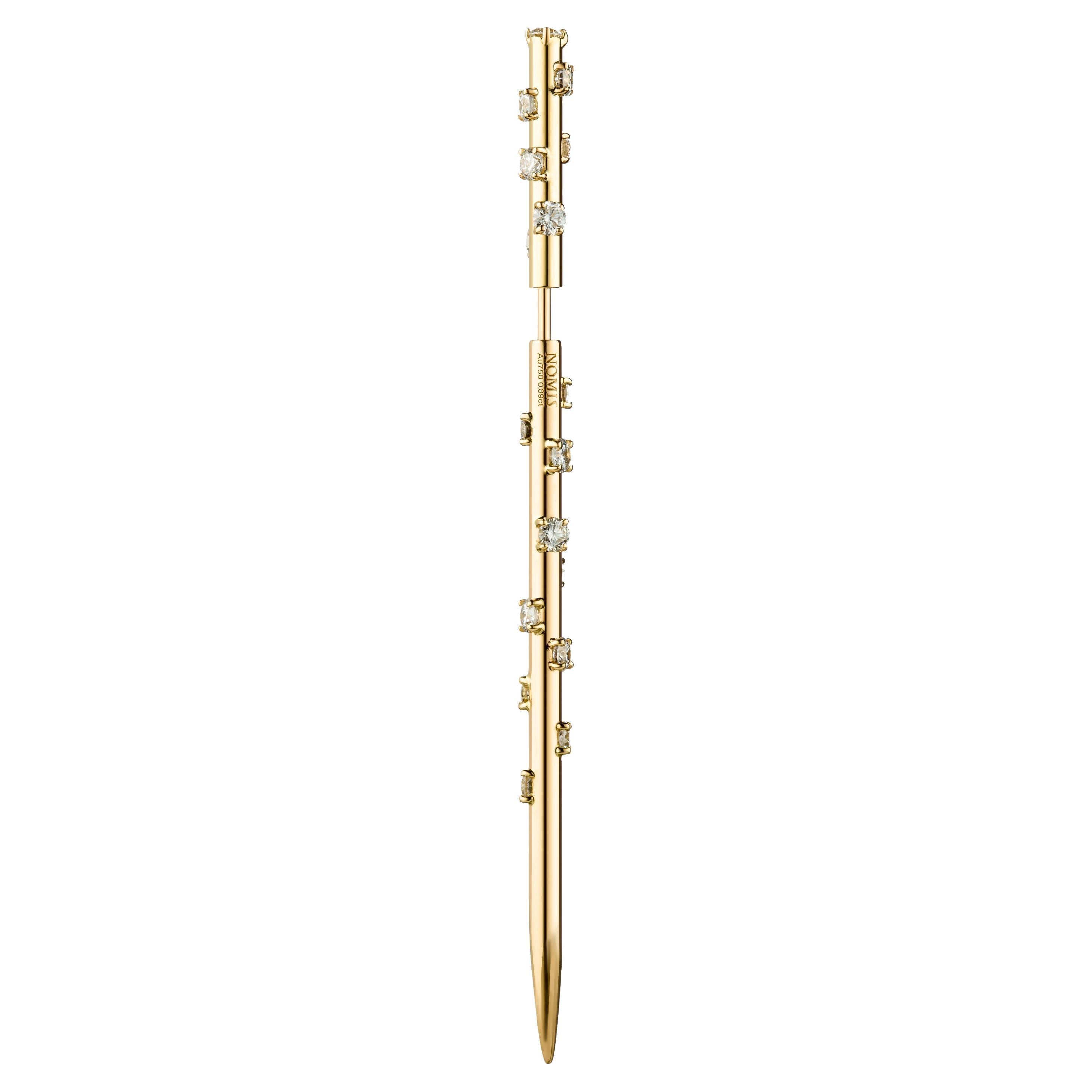 Omotesando Yellow Ear Pin with Lab Diamonds, 18k Gold For Sale
