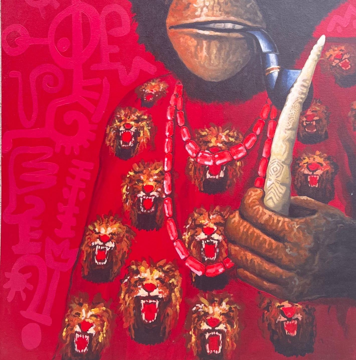Igbo Amaka (Igbo ist schön) (Pink), Portrait Painting, von Omoyemi Ogedengbe