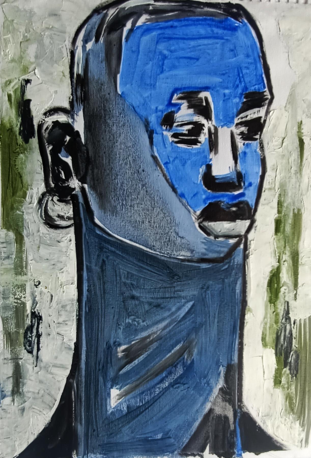 Portrait Painting Omoyeni Arogunmati - Femme bleue 1