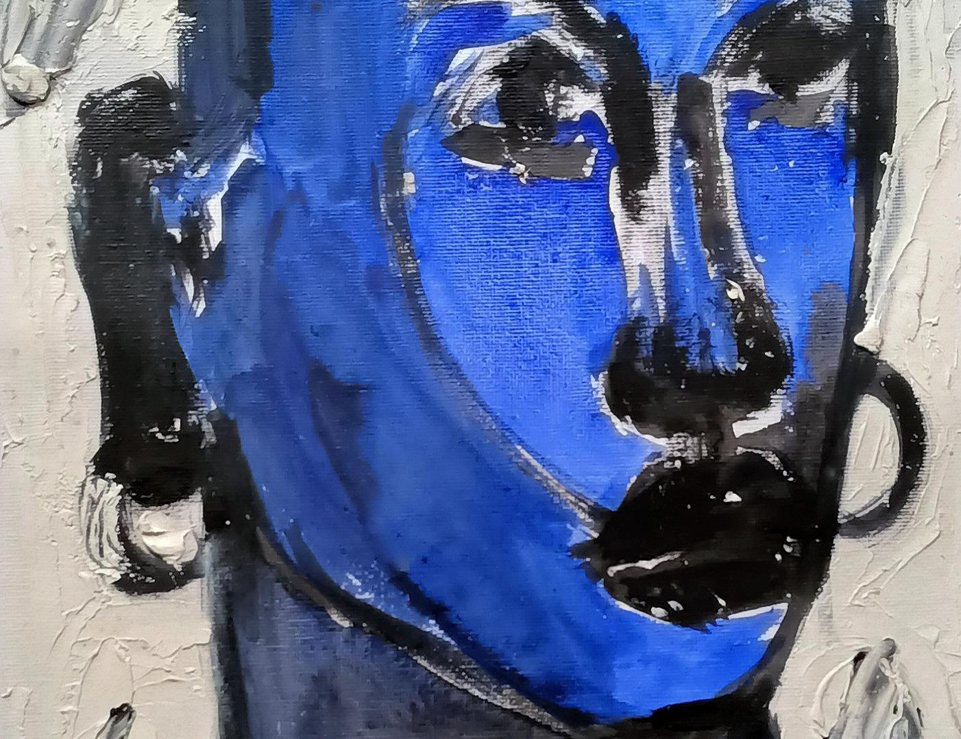Blue Woman 2 - Impressionist Painting by Omoyeni Arogunmati