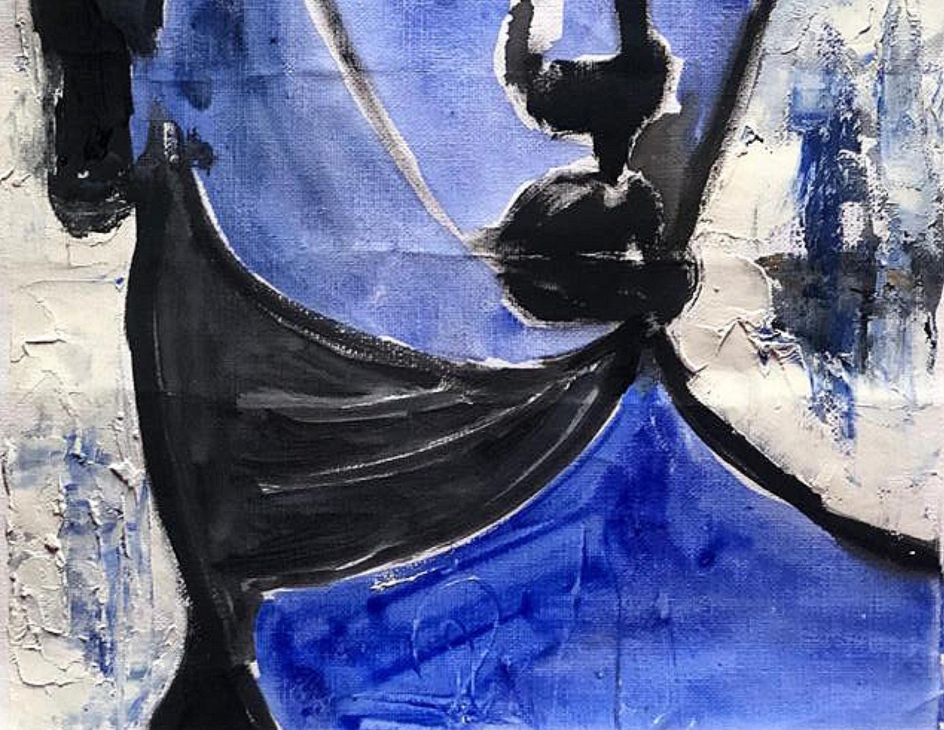Her Self Made 2 - Siglo XXI Contemporáneo, Figurativo, Impresionista, Mujer - Portrait Painting Púrpura de Omoyeni Arogunmati