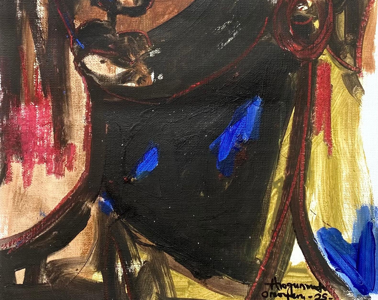 Hour Only Heaven Knows - 21st Century Contemporary, Figurative, Impressionist - Black Portrait Painting by Omoyeni Arogunmati