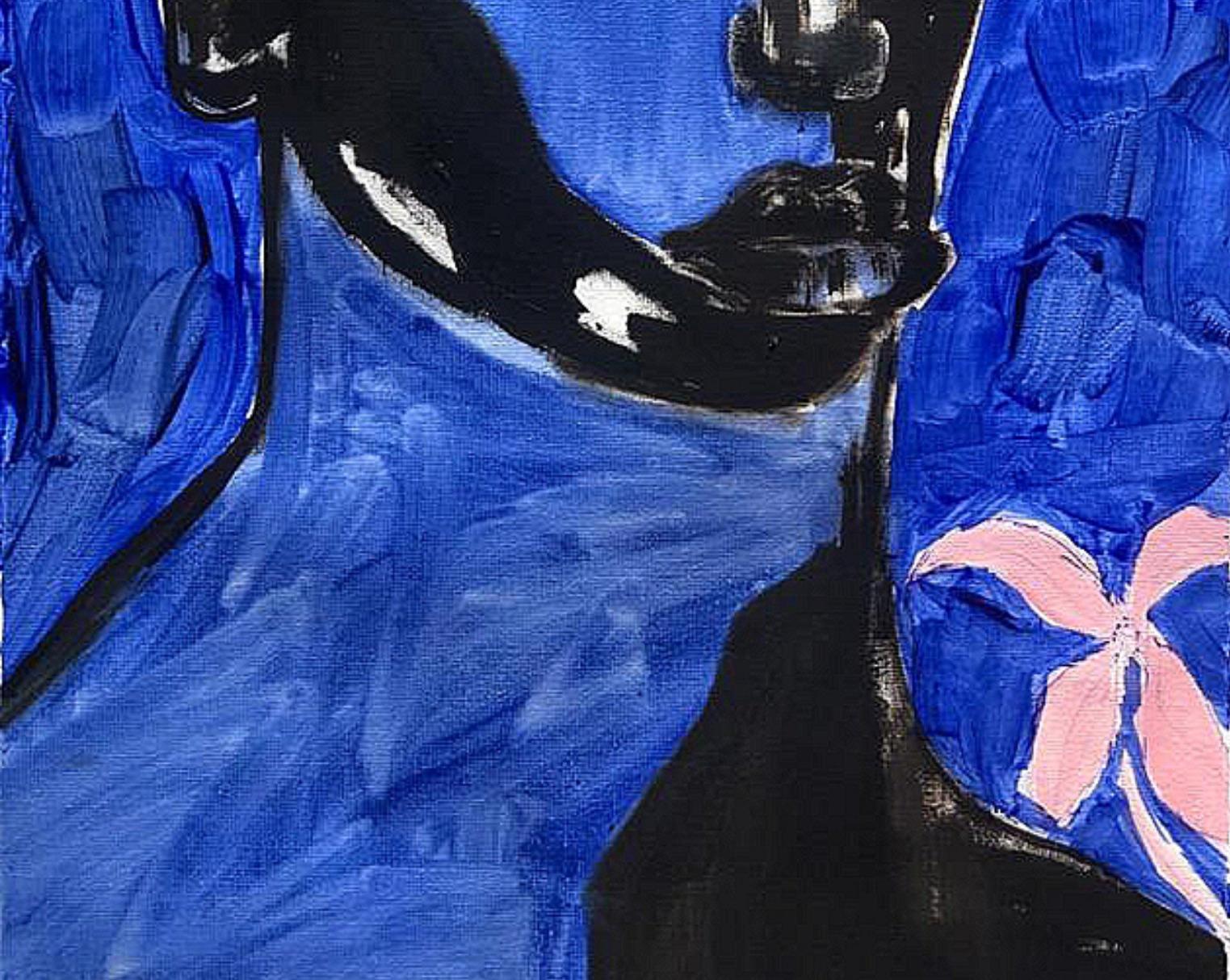 My Light Blue Dream 1 - 21° Secolo Contemporaneo, Figurativo, Pop Art, Donne - Painting Impressionismo di Omoyeni Arogunmati