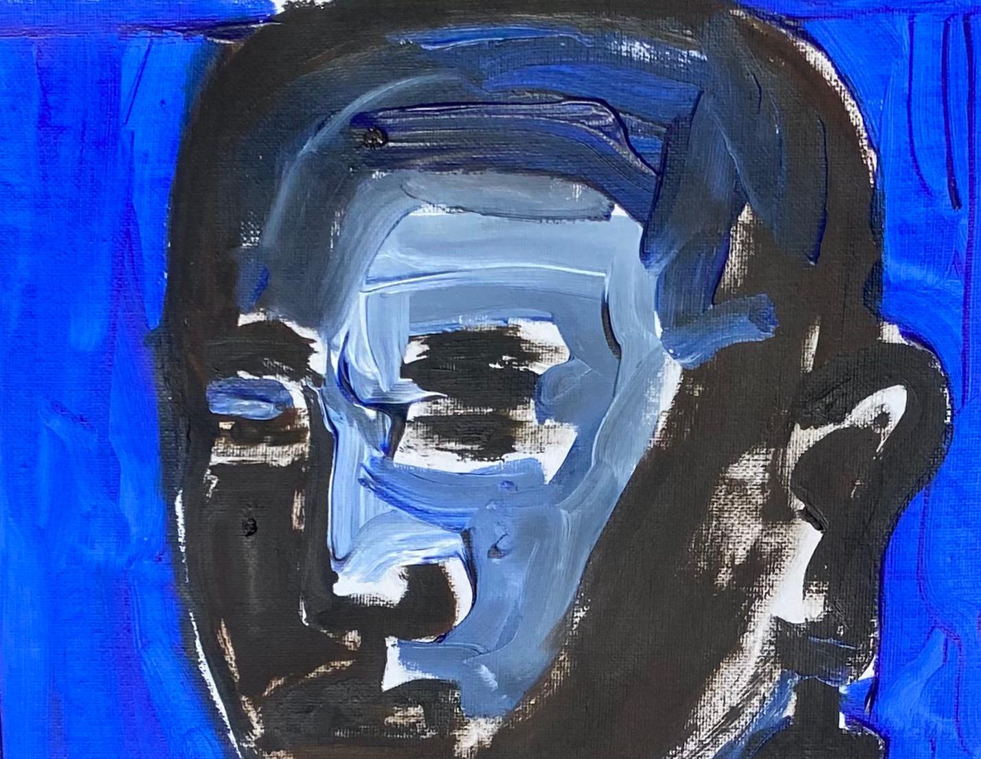 Not Yet Unraveled 1 - 21st Century Contemporary, Figurative, Impressionist - Blue Figurative Painting by Omoyeni Arogunmati