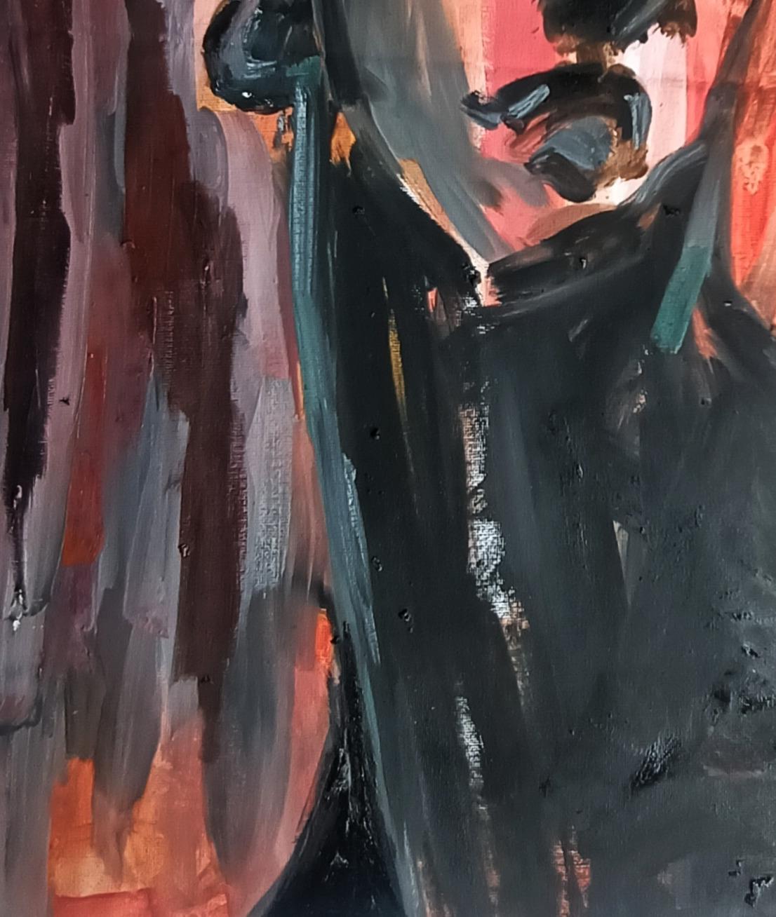 Ready Set - 21e siècle Contemporary, Modern Figurative, Women, Portrait, Oil - Noir Figurative Painting par Omoyeni Arogunmati