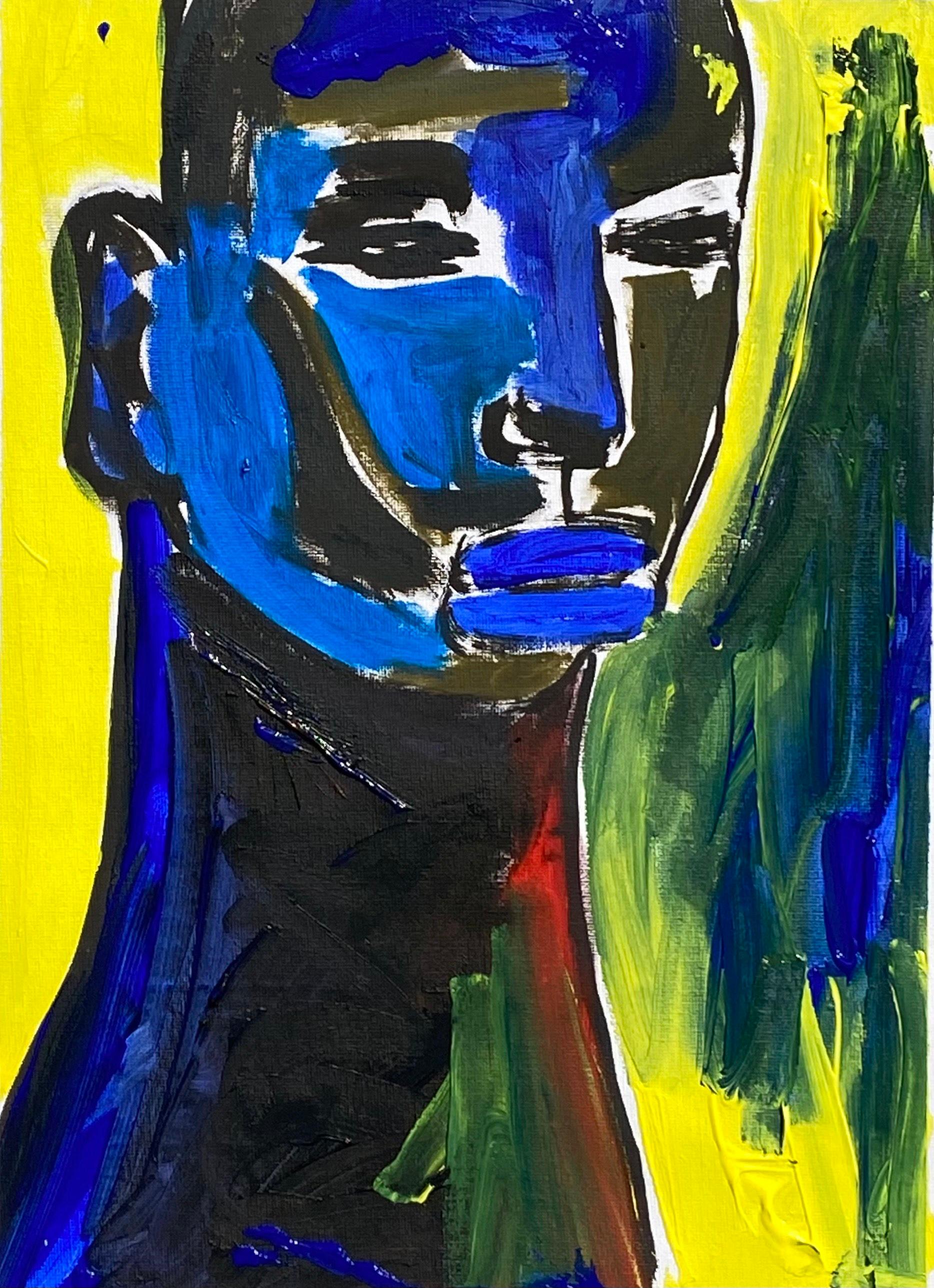 Omoyeni Arogunmati Portrait Painting – Unapologetic Blue 1 - 21. Jahrhundert Zeitgenössisch, Impressionistisch, Modern