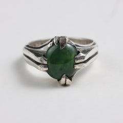 Omphacite Jade Ring in Silver, Certified Untreated Fei Cui